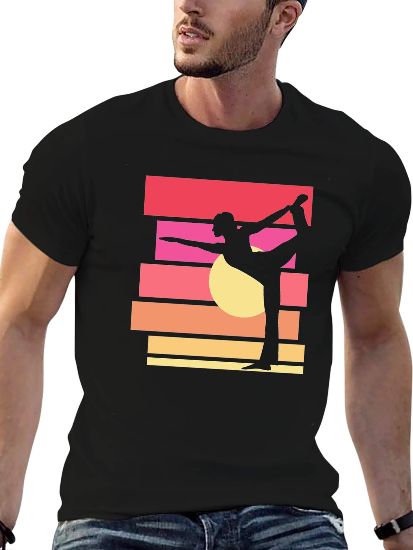 Yoga Pose Sunset Graphic Tee