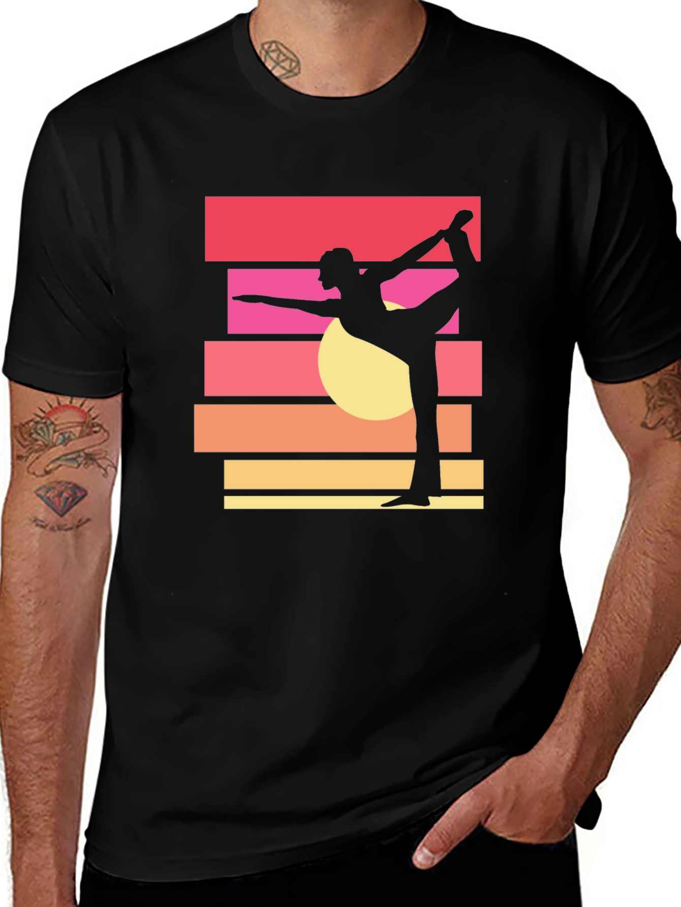 Yoga Pose Sunset Graphic Tee