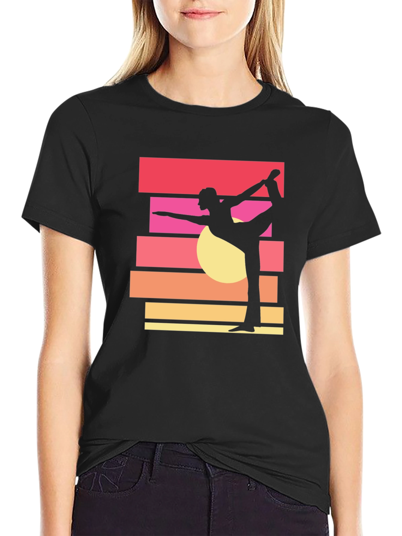 Yoga Pose Sunset Graphic Tee