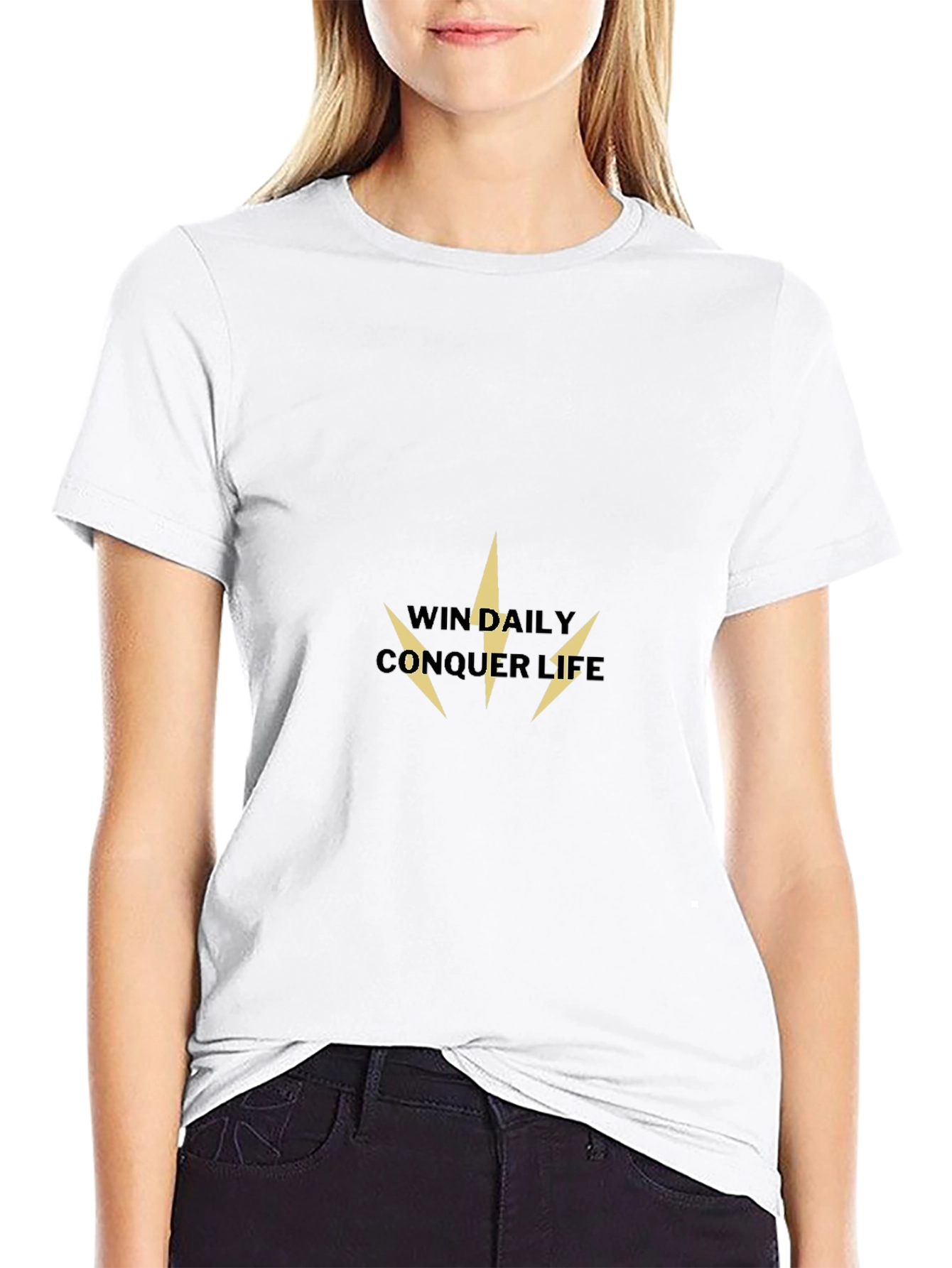 Win Daily Conquer Life Black T-Shirt