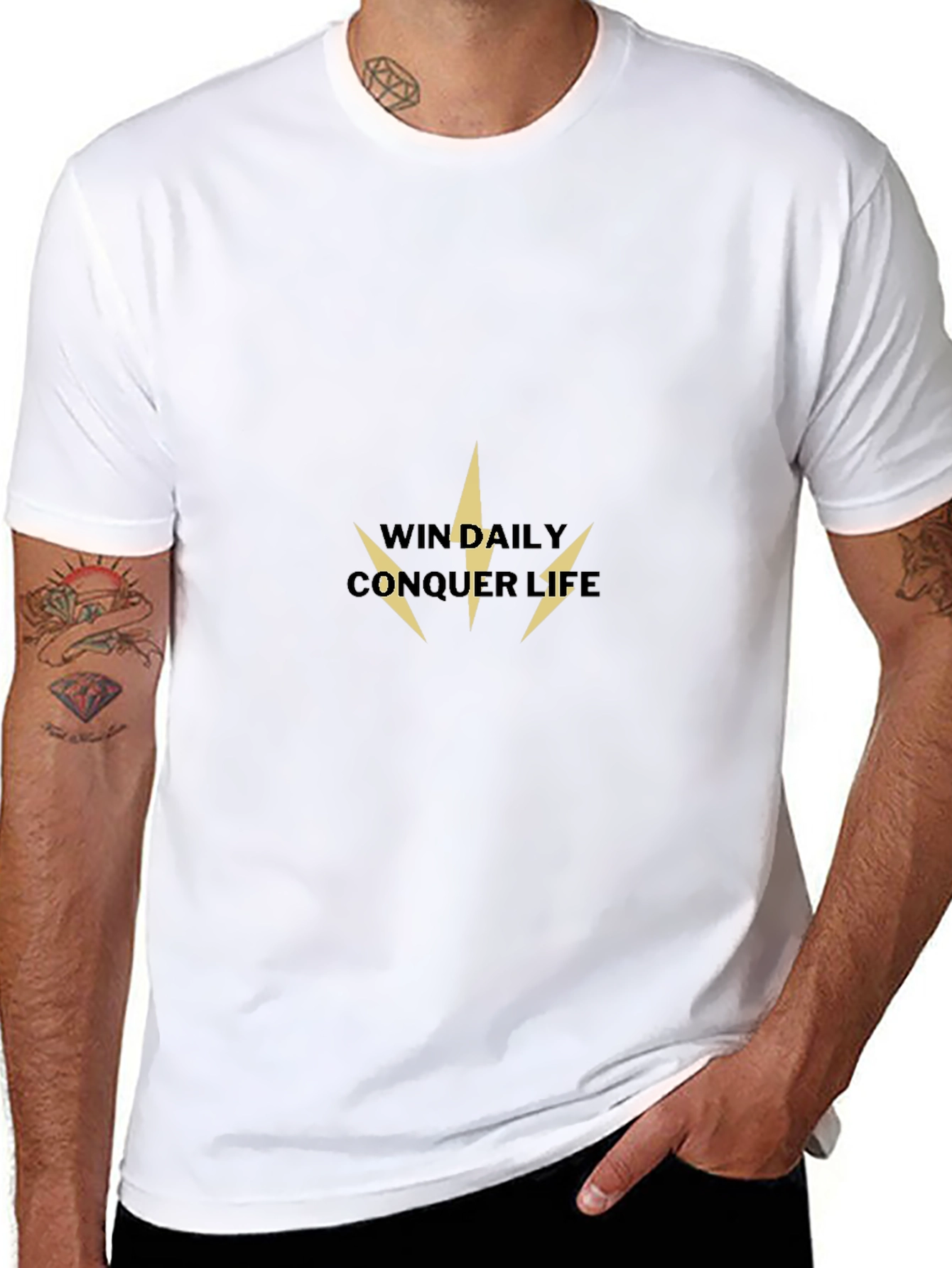 Win Daily Conquer Life Black T-Shirt