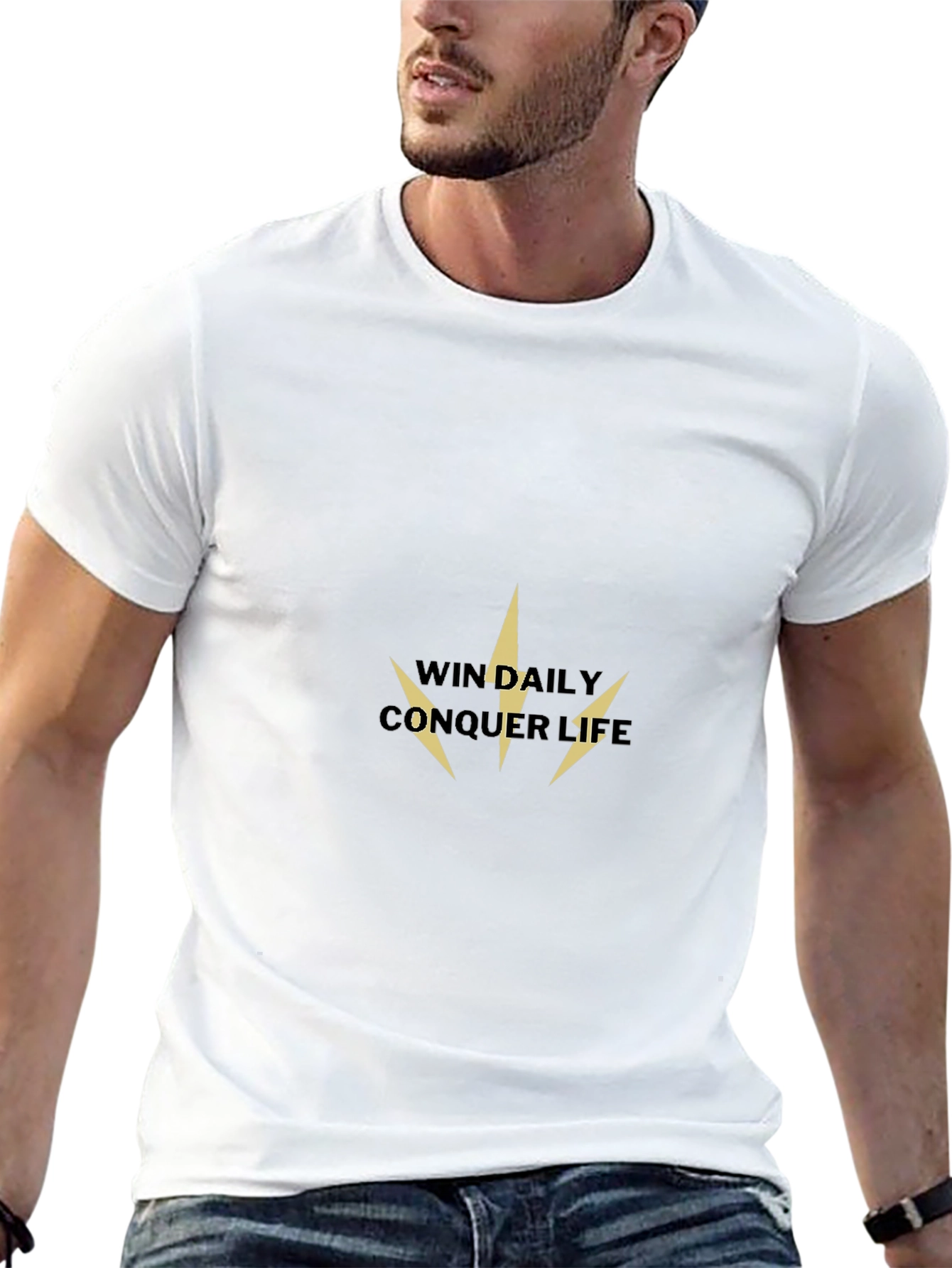 Win Daily Conquer Life Black T-Shirt