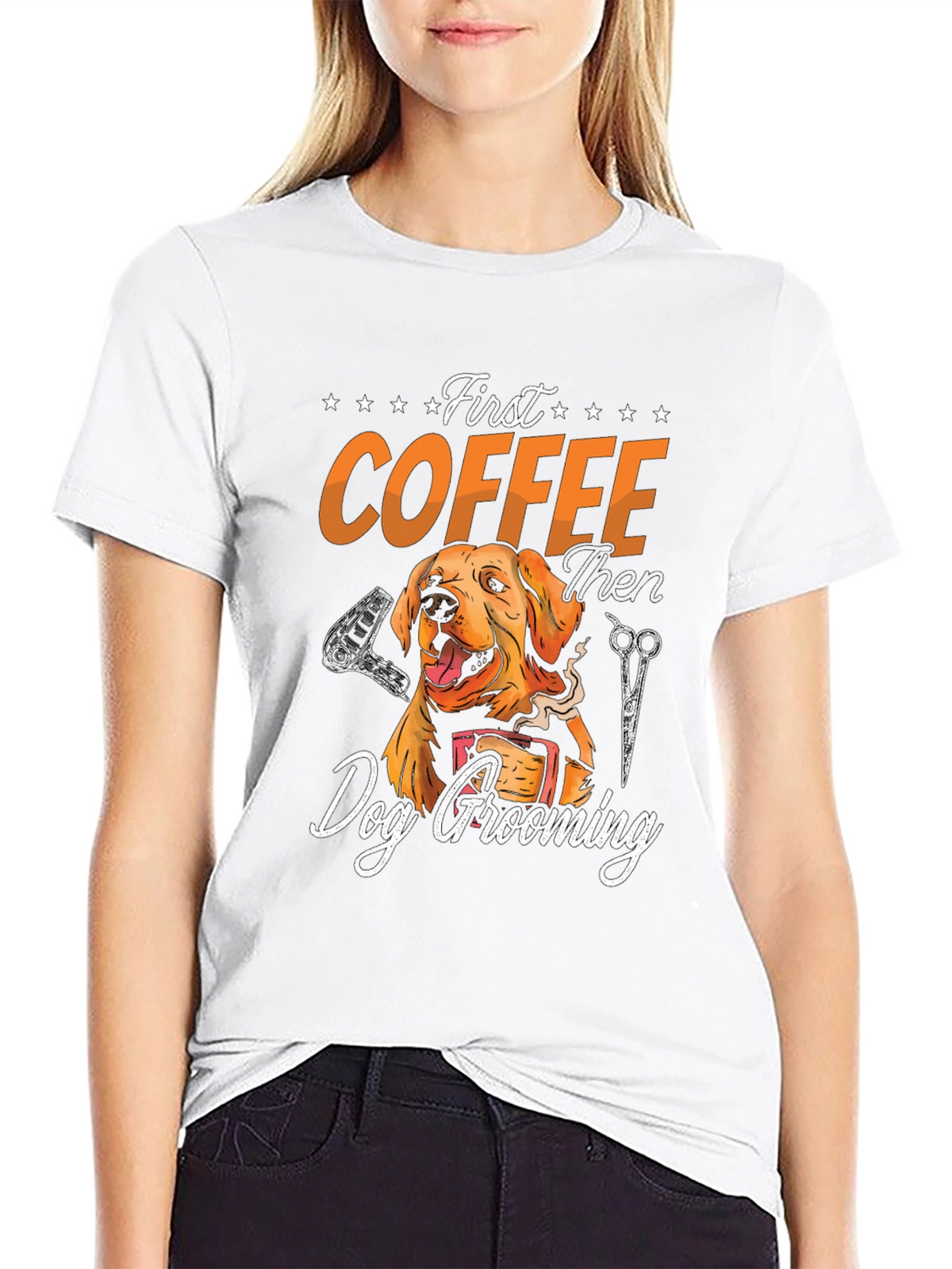 First Coffee Then Dog Grooming Graphic Tee