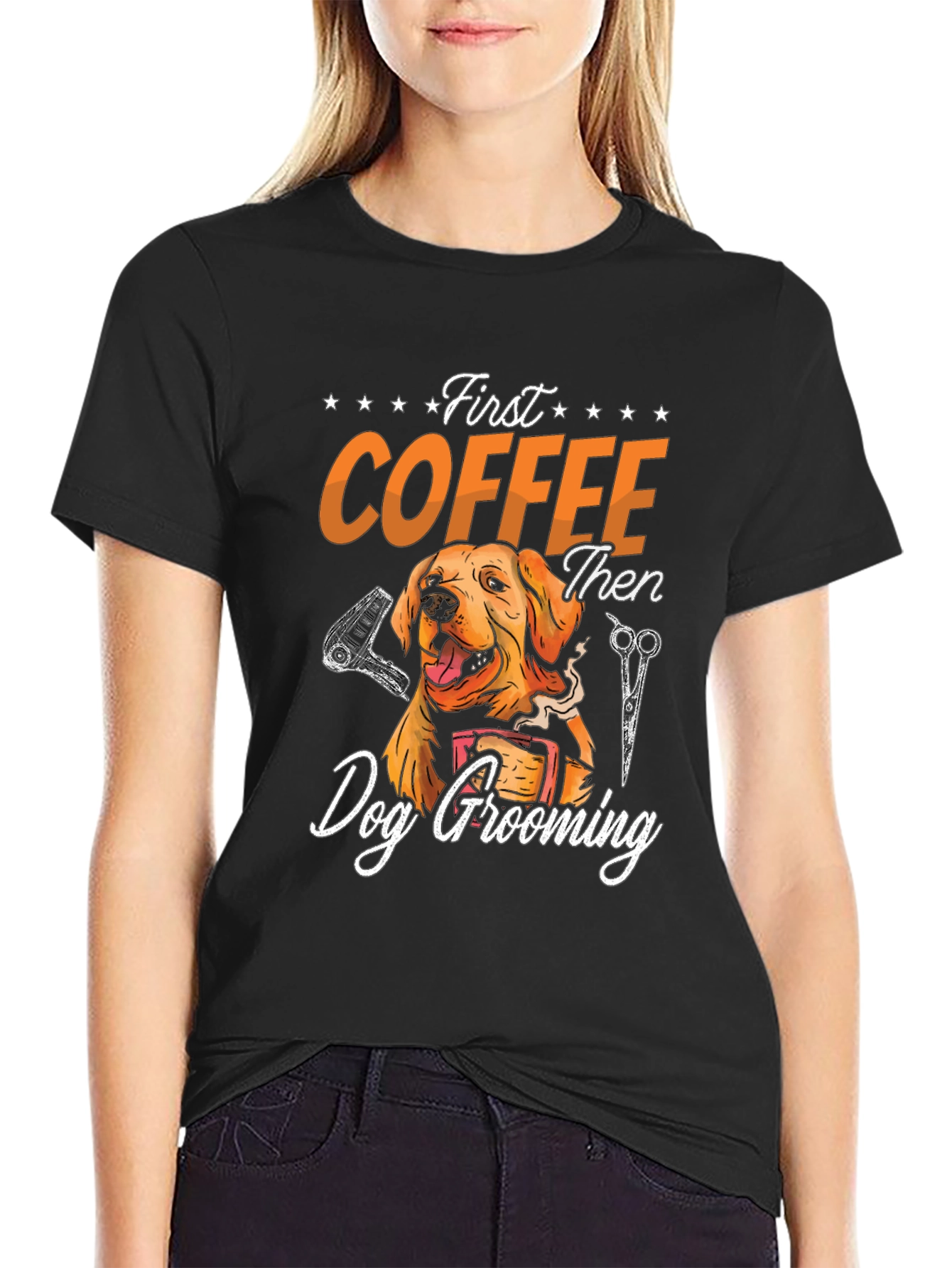 First Coffee Then Dog Grooming Graphic Tee