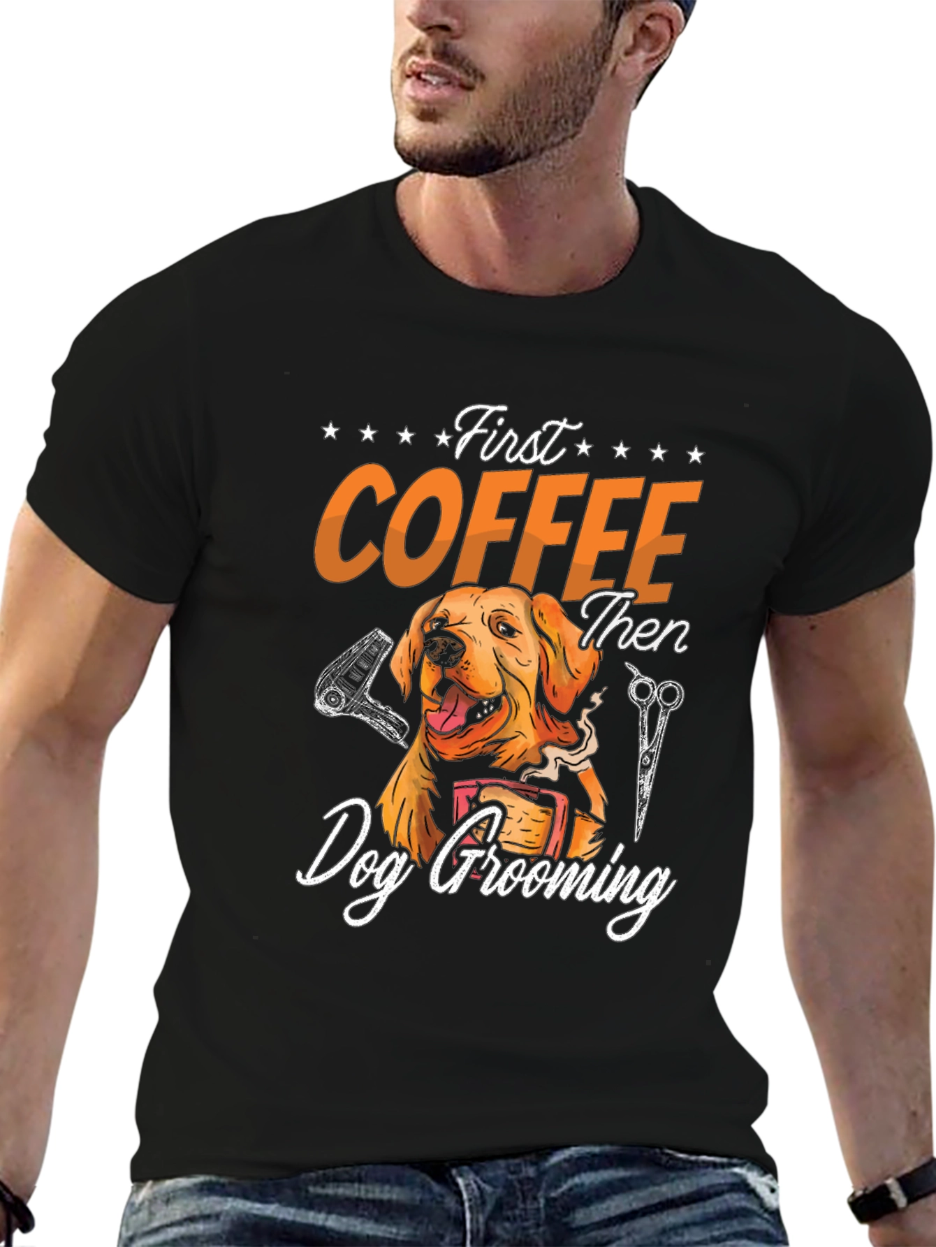 First Coffee Then Dog Grooming Graphic Tee