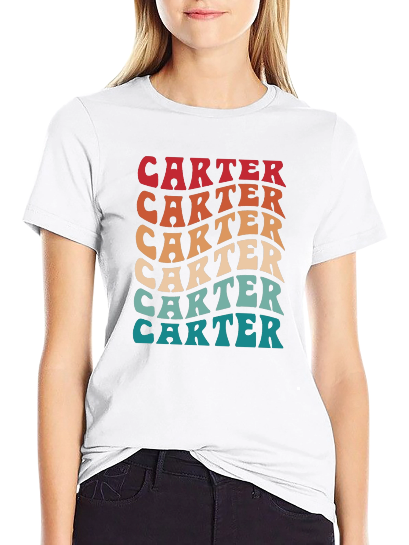 Retro Carter T-Shirt - Wavy Text Design