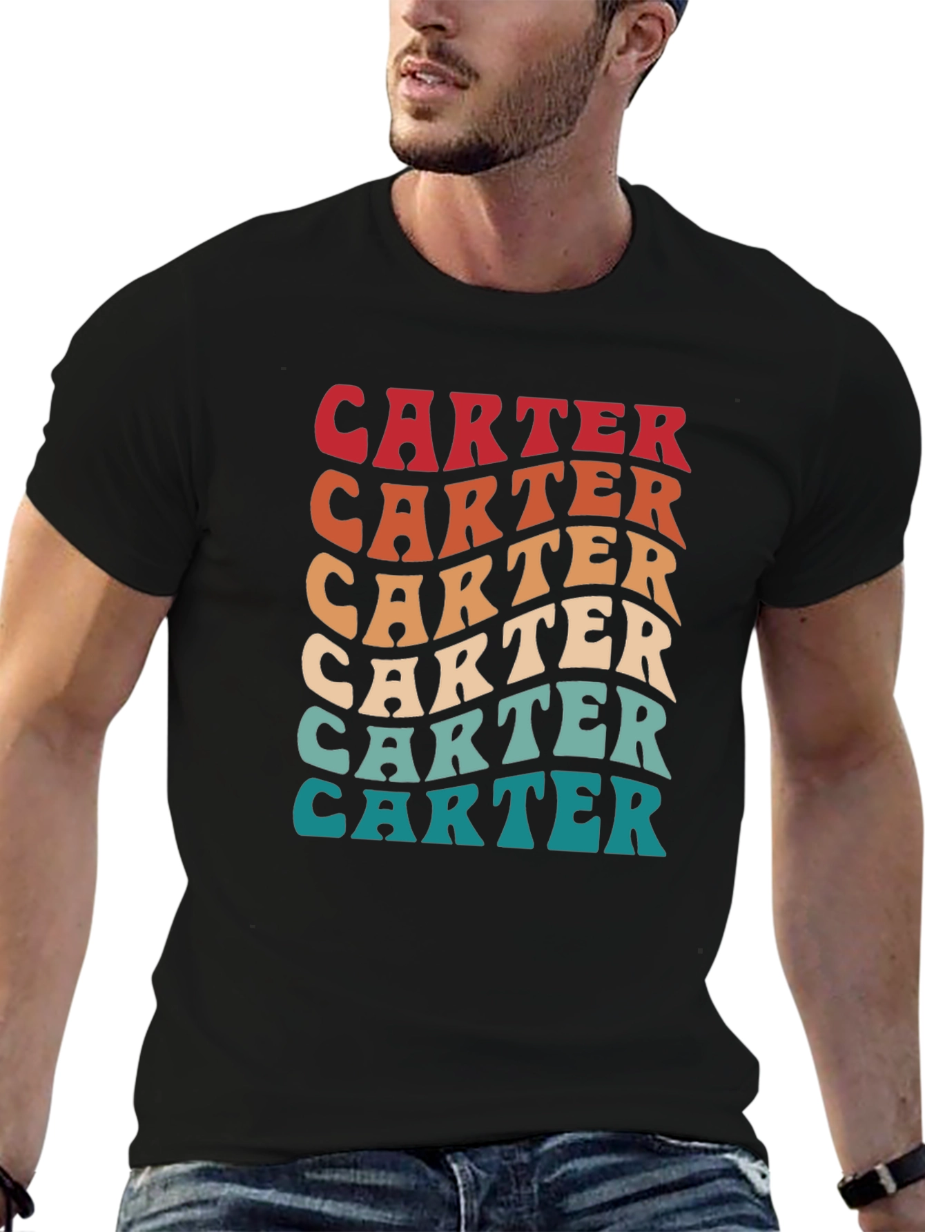 Retro Carter T-Shirt - Wavy Text Design