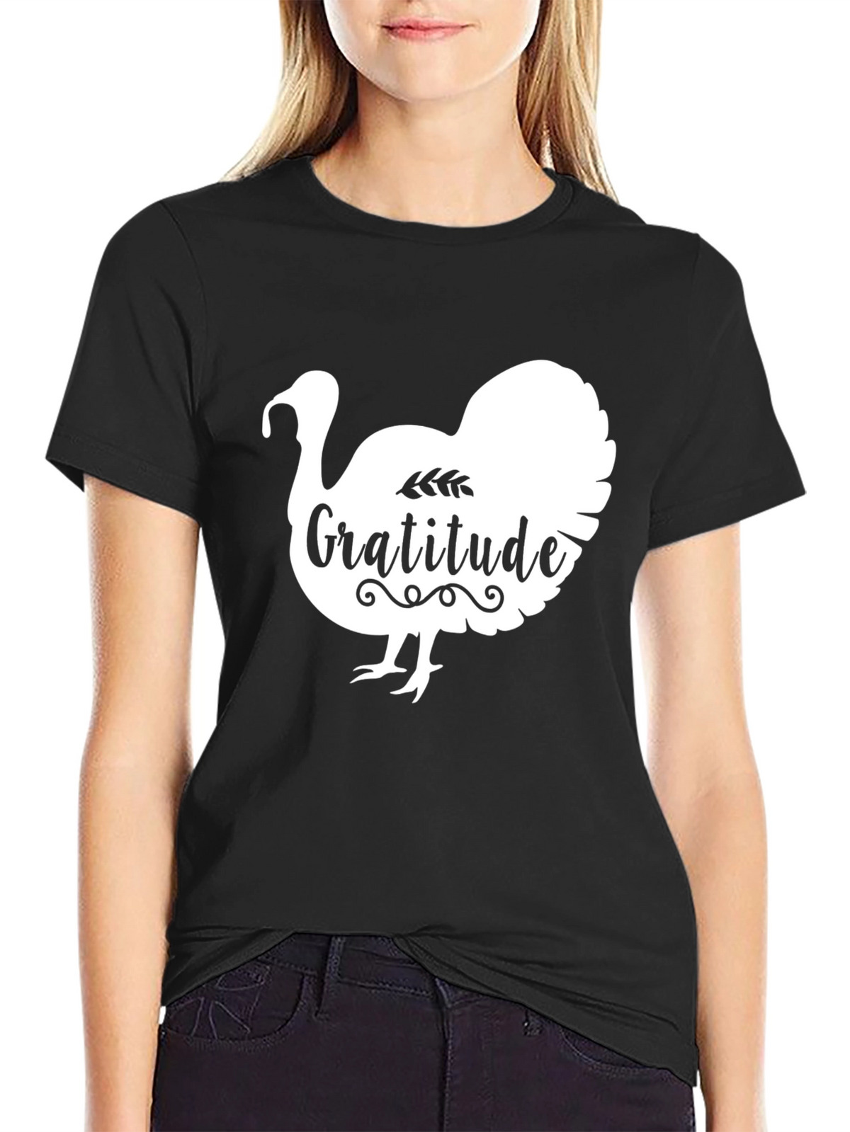 Gratitude Turkey Graphic T-Shirt - Thanksgiving Holiday Apparel