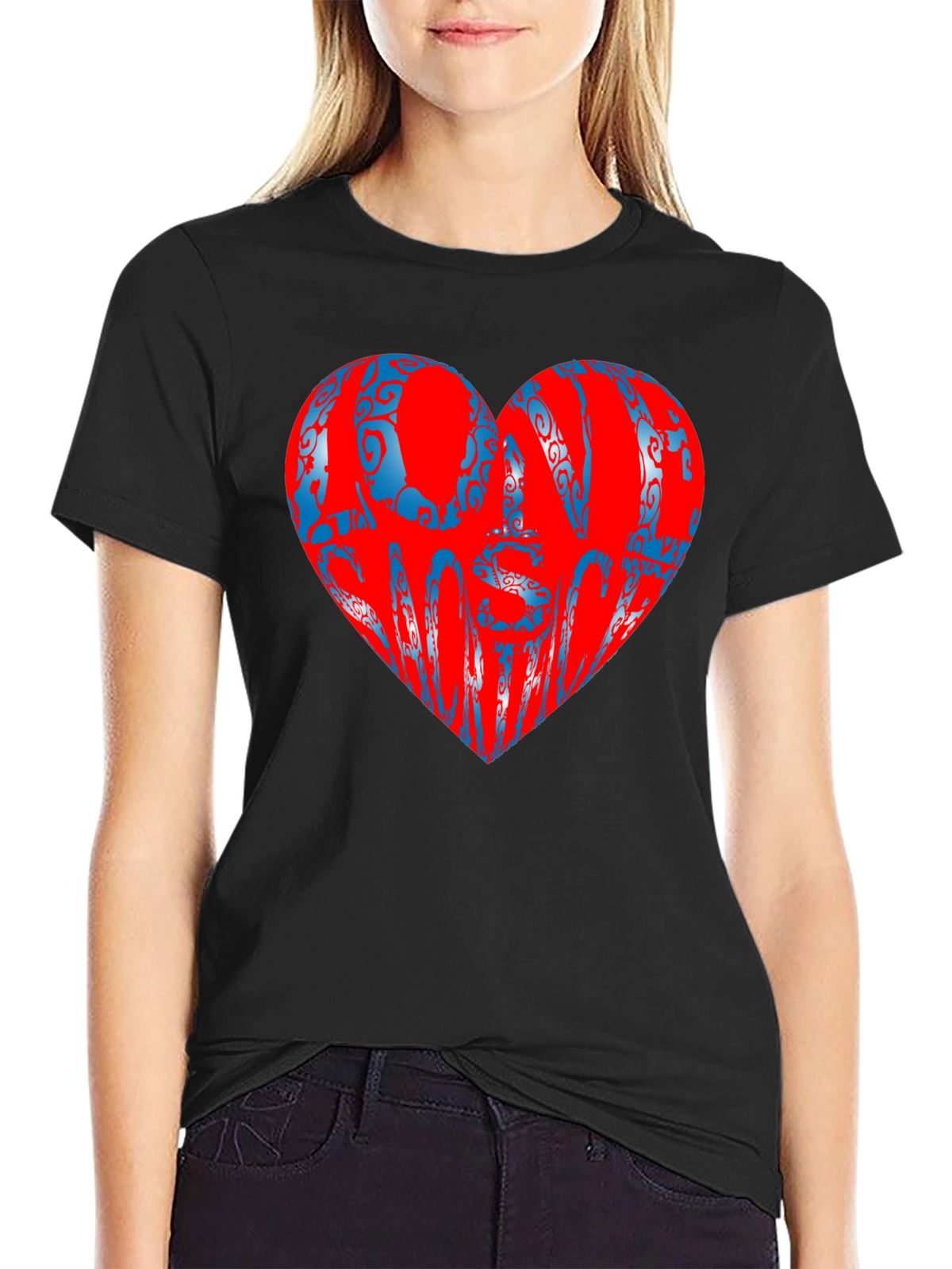 Love Someone Black T-Shirt Heart Design