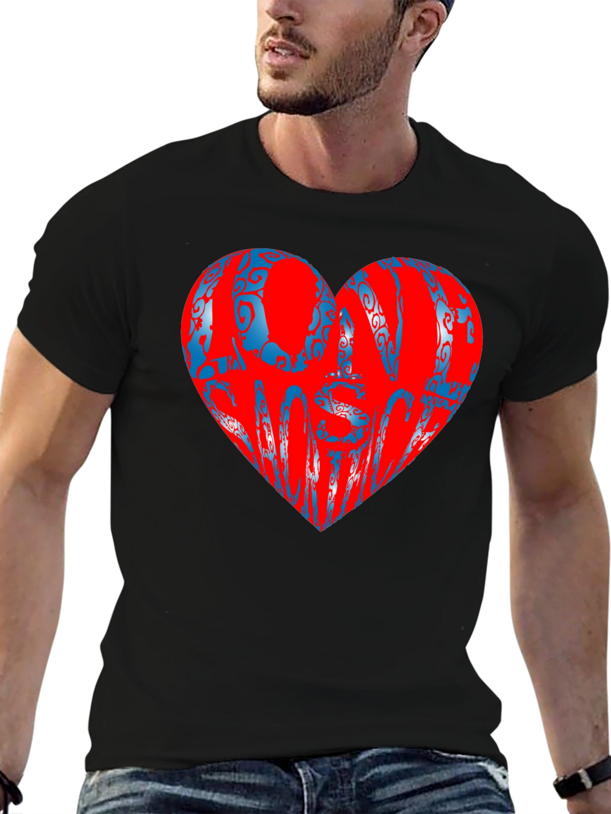 Love Someone Black T-Shirt Heart Design