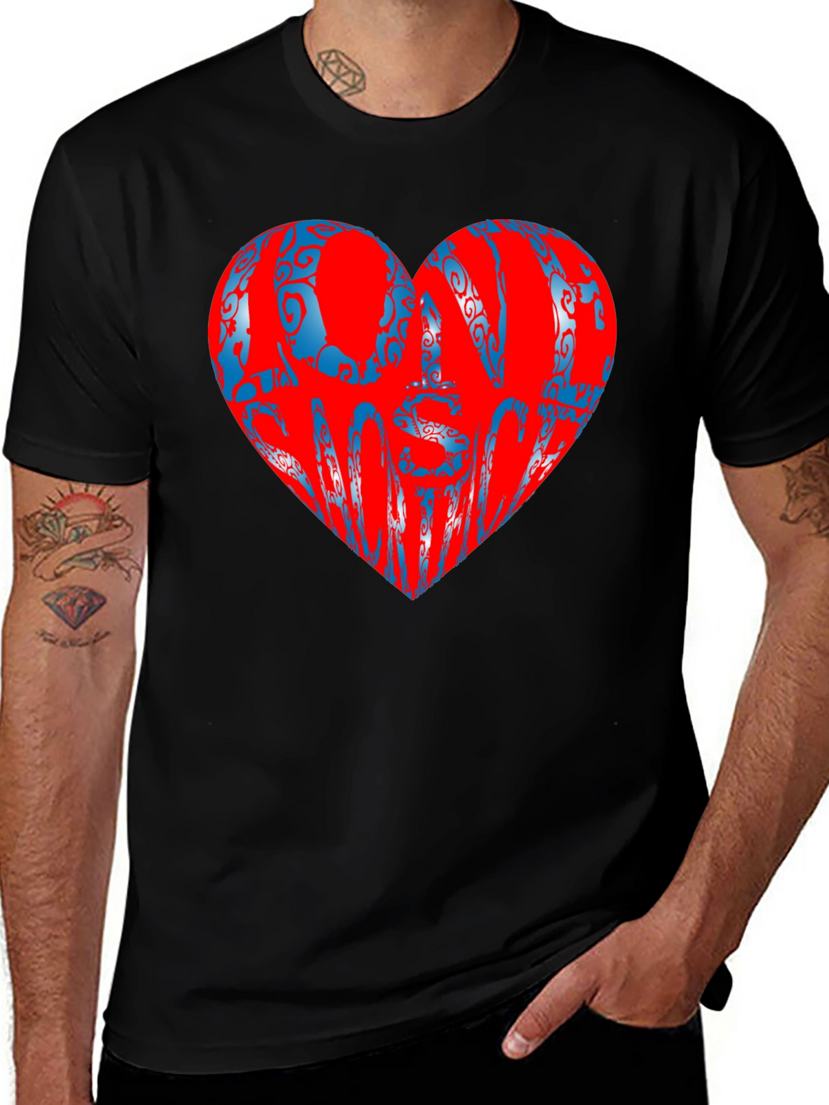 Love Someone Black T-Shirt Heart Design