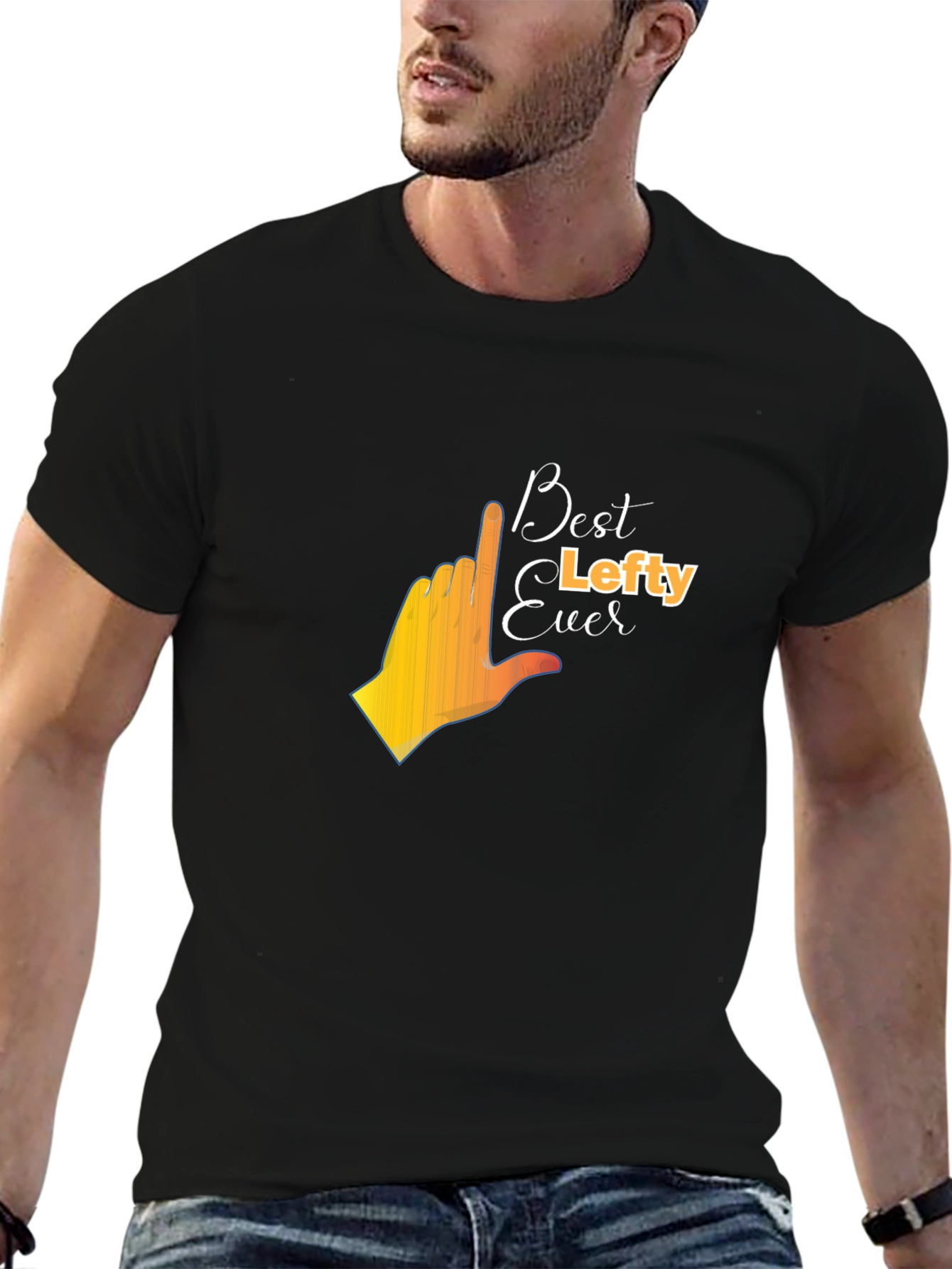 Best Lefty Ever Graphic T-Shirt - Black Cotton Tee