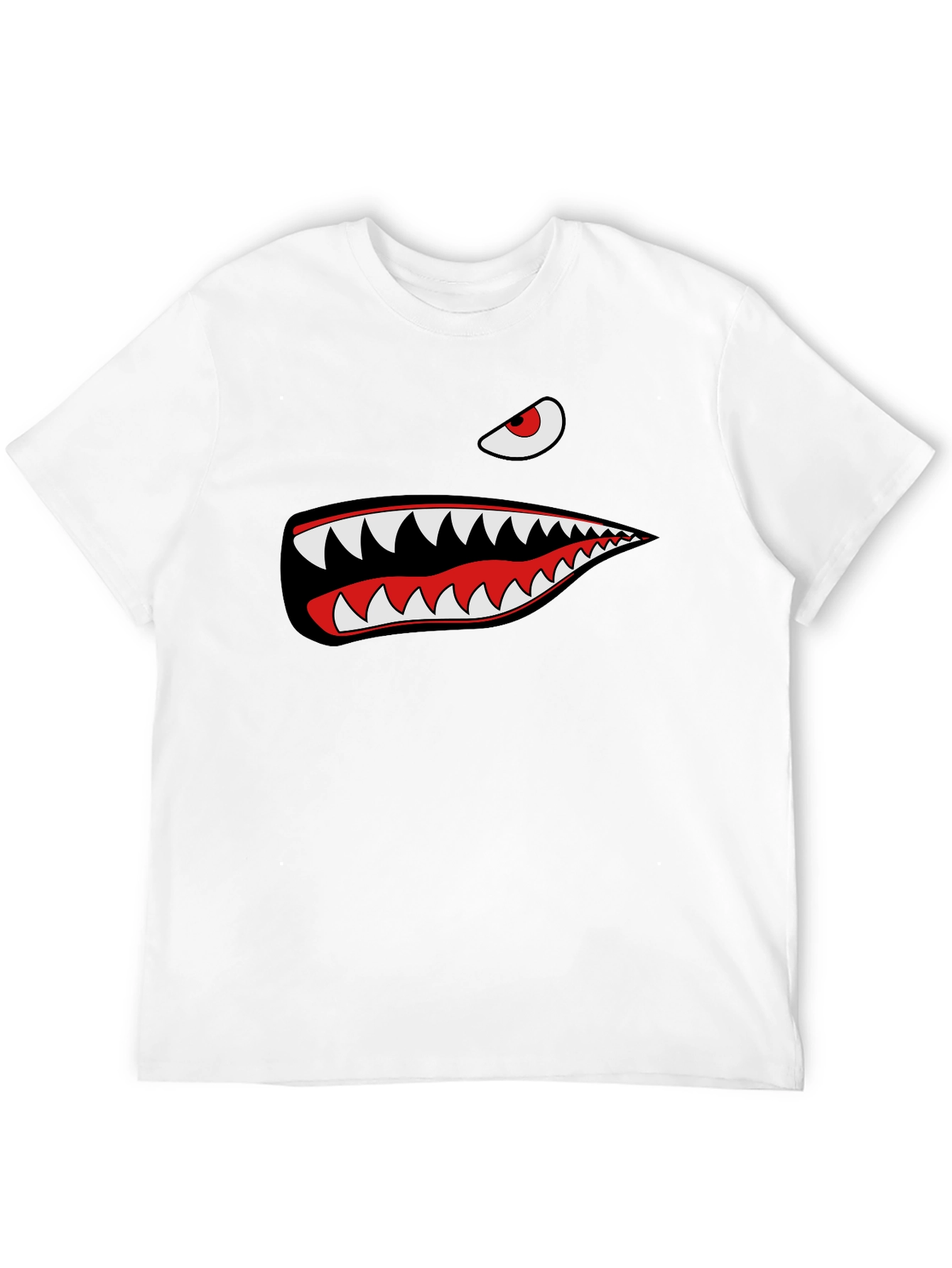 Shark Teeth Graphic Tee - Mens Black Cotton T-Shirt
