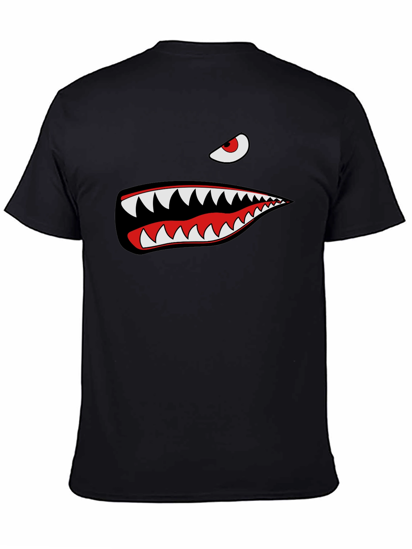 Shark Teeth Graphic Tee - Mens Black Cotton T-Shirt