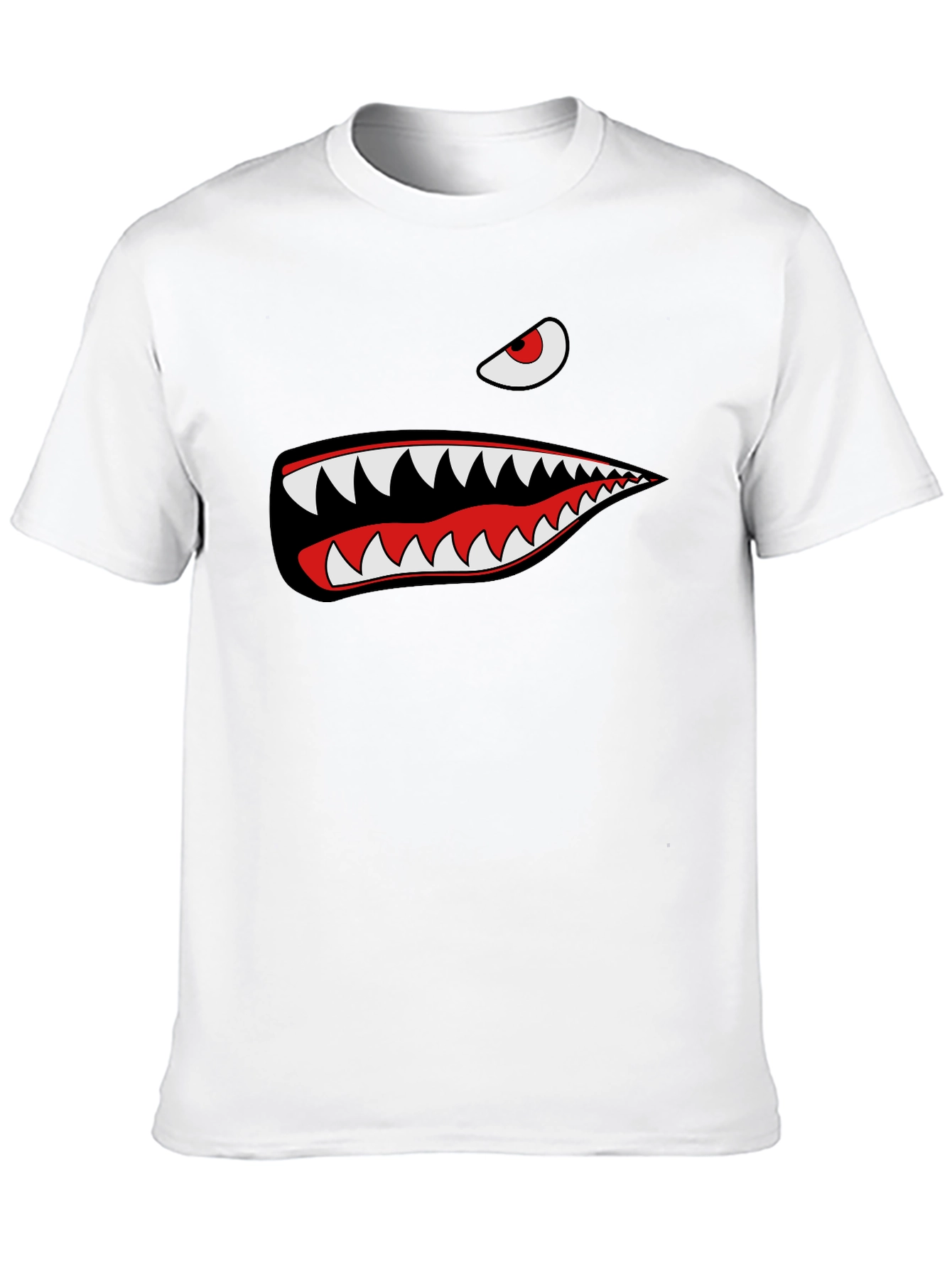 Shark Teeth Graphic Tee - Mens Black Cotton T-Shirt