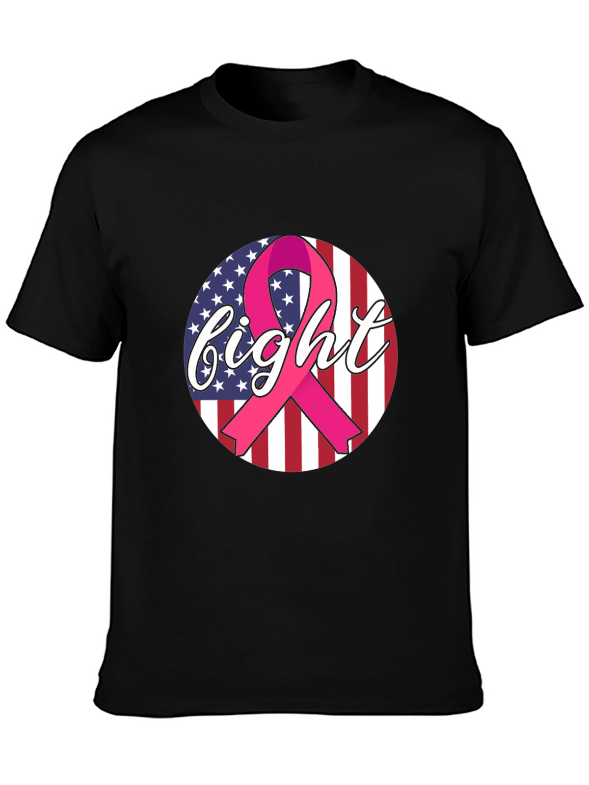 Fight Cancer Ribbon American Flag T-Shirt