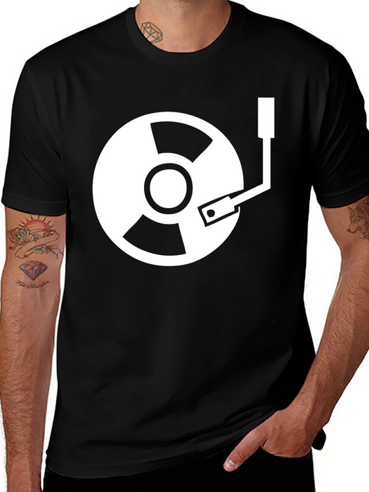 DJ Record Graphic T-Shirt - Black Cotton Blend