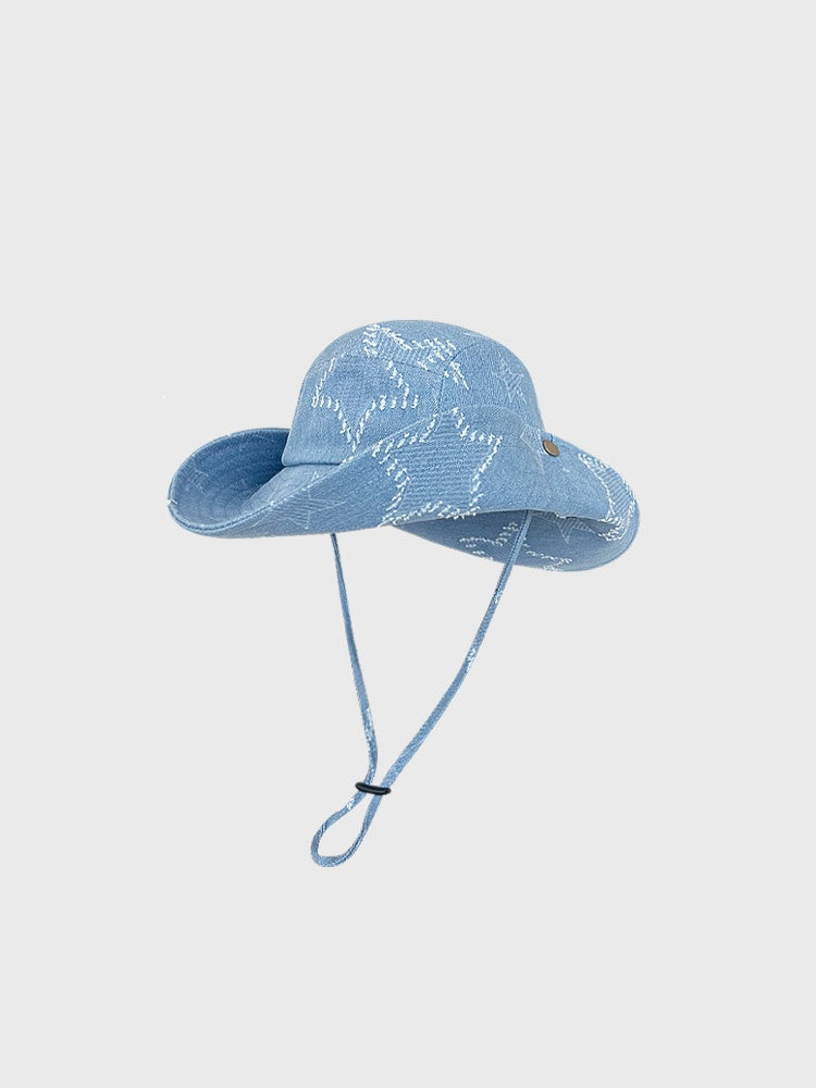 Women's Vintage Western Sun Hat - Stylish Summer Cowboy Brim for Outdoor Use