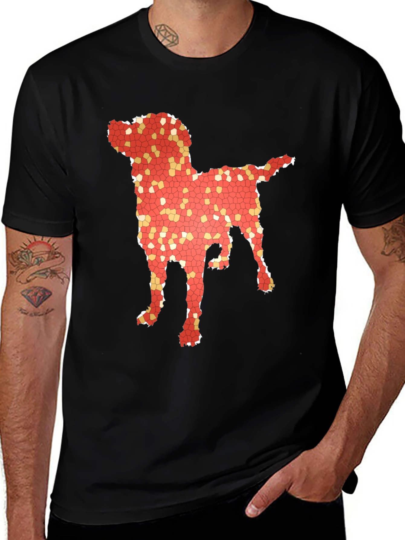 Dog Mosaic Graphic T-Shirt - Stylish Mens Tee