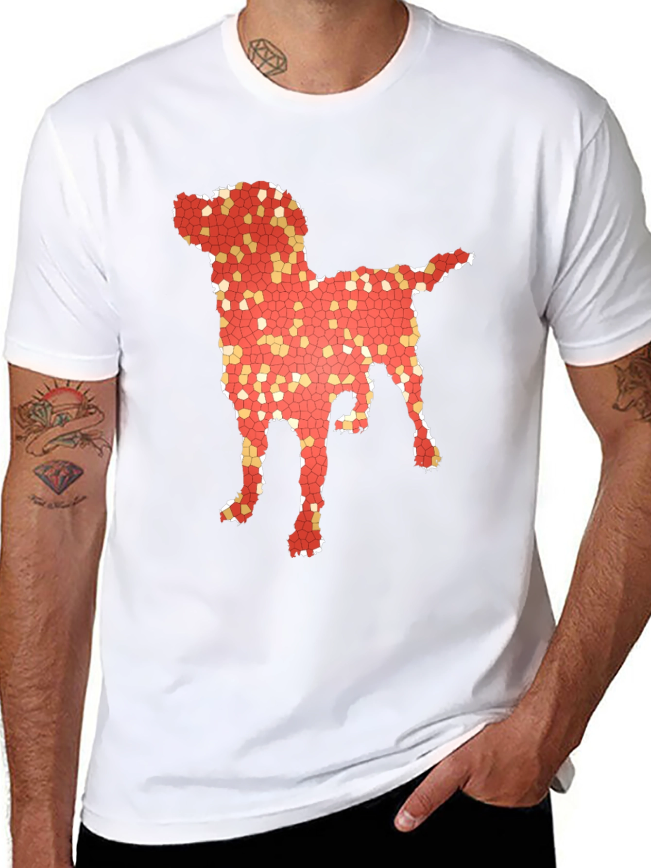 Dog Mosaic Graphic T-Shirt - Stylish Mens Tee