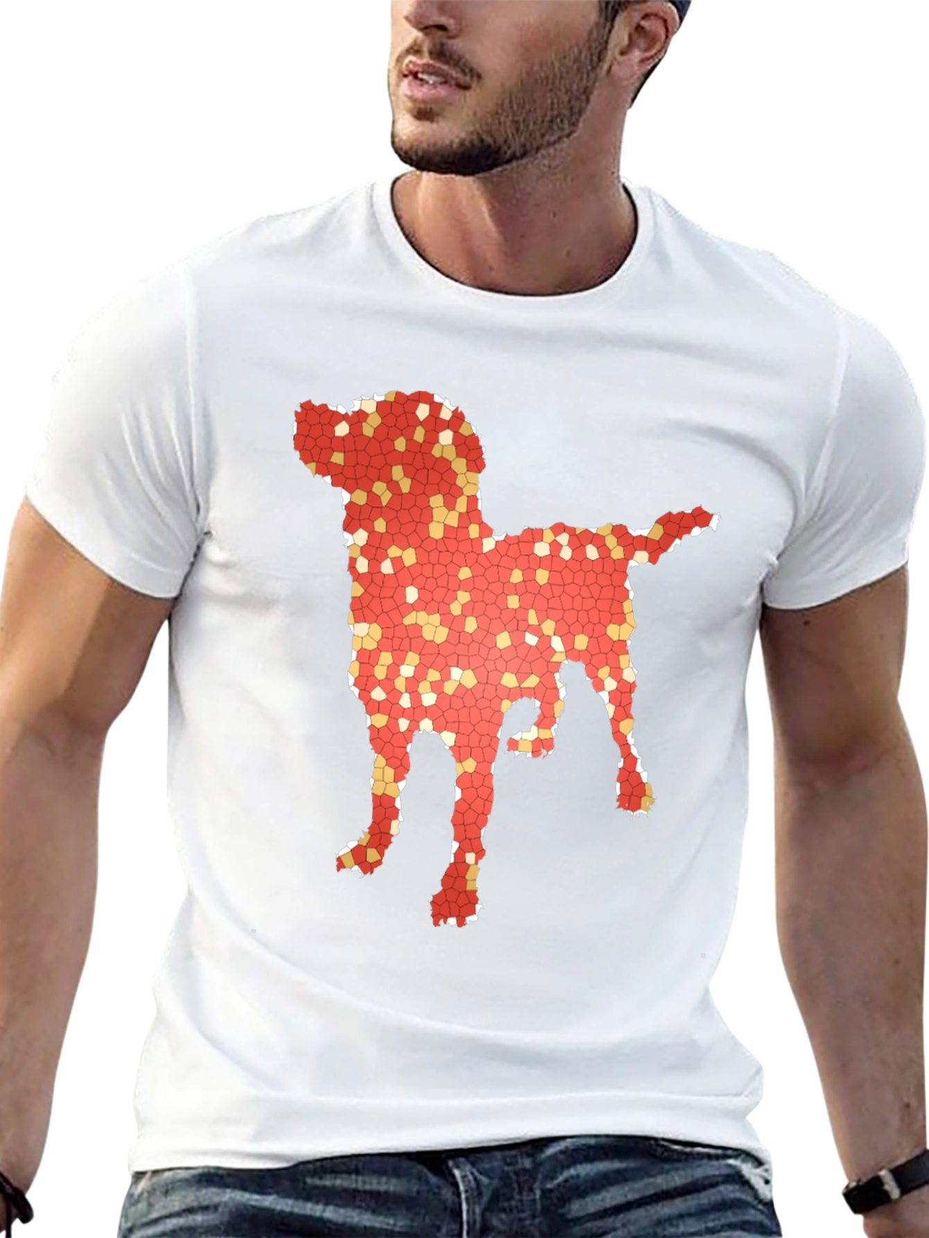 Dog Mosaic Graphic T-Shirt - Stylish Mens Tee