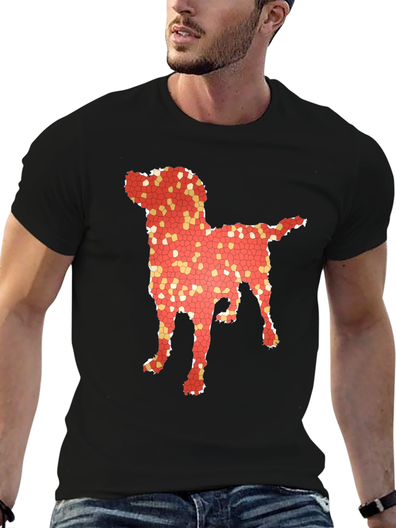 Dog Mosaic Graphic T-Shirt - Stylish Mens Tee