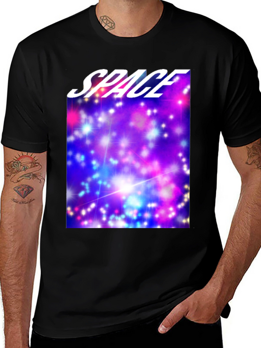 Space Galaxy Graphic Print Black T-Shirt