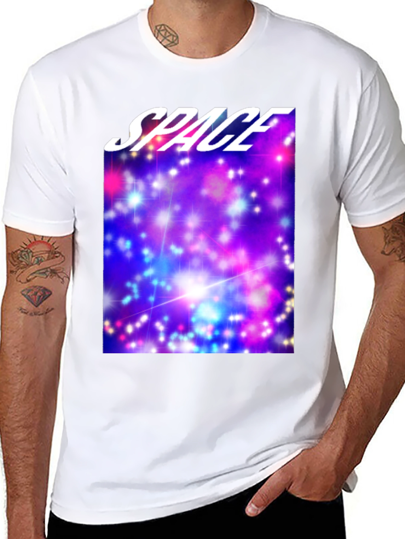 Space Galaxy Graphic Print Black T-Shirt