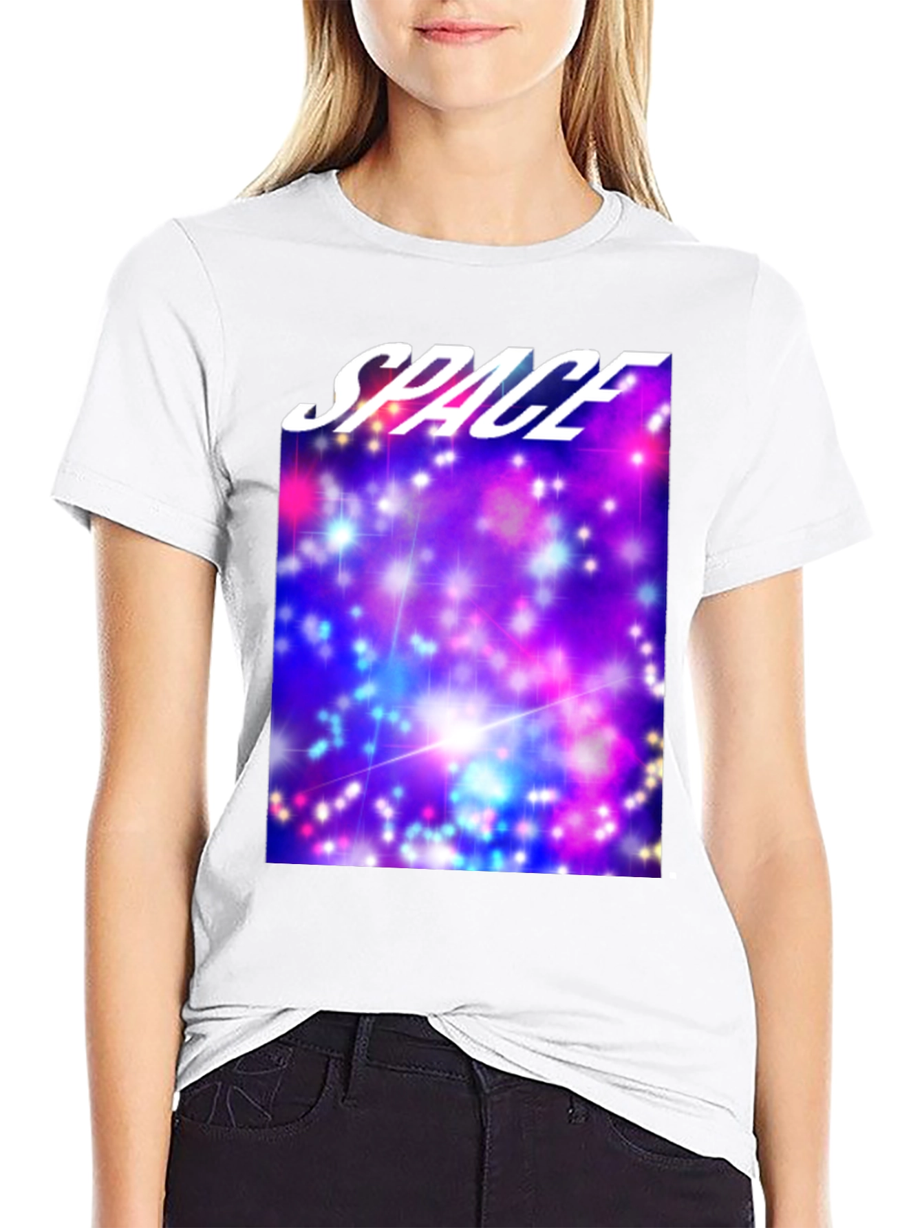 Space Galaxy Graphic Print Black T-Shirt