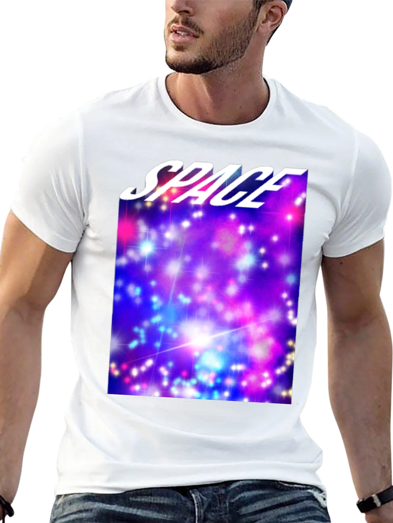 Space Galaxy Graphic Print Black T-Shirt