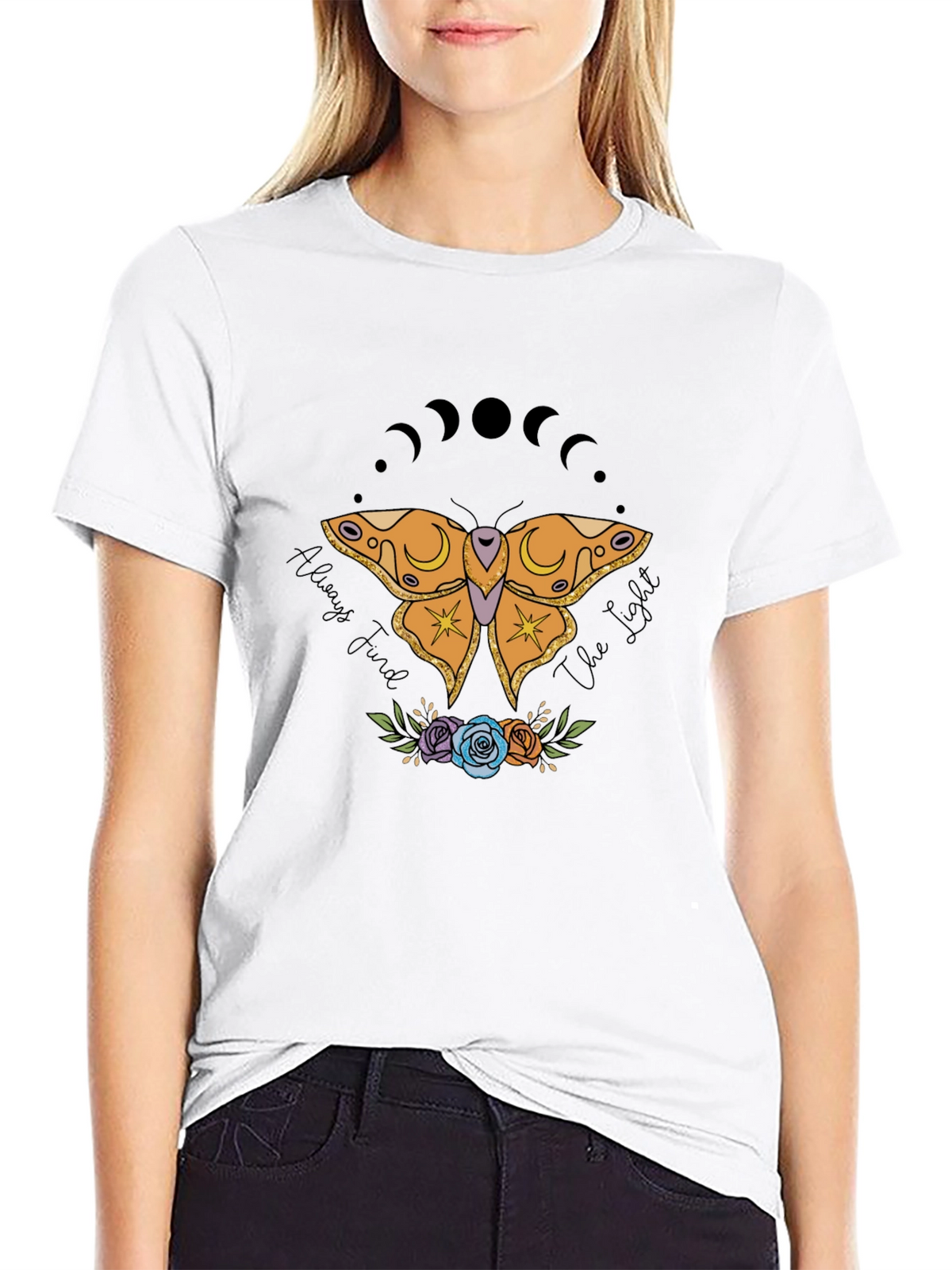 Moon Phase Moth Graphic T-Shirt
