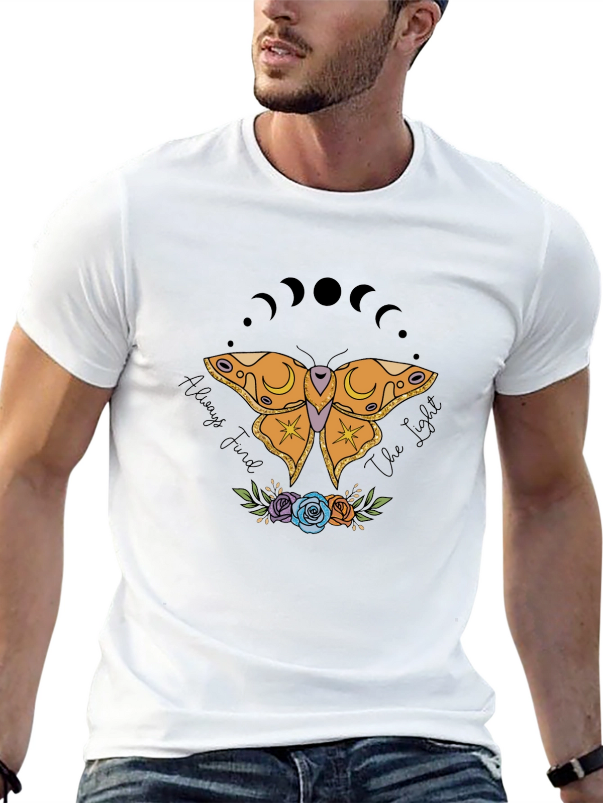 Moon Phase Moth Graphic T-Shirt