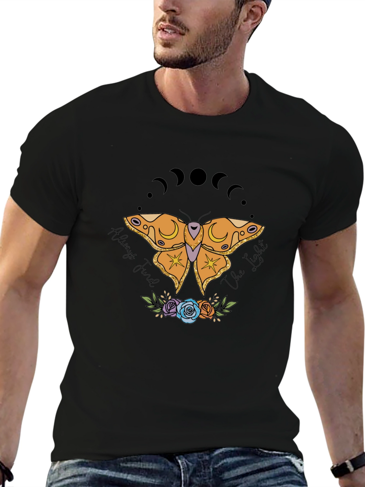 Moon Phase Moth Graphic T-Shirt