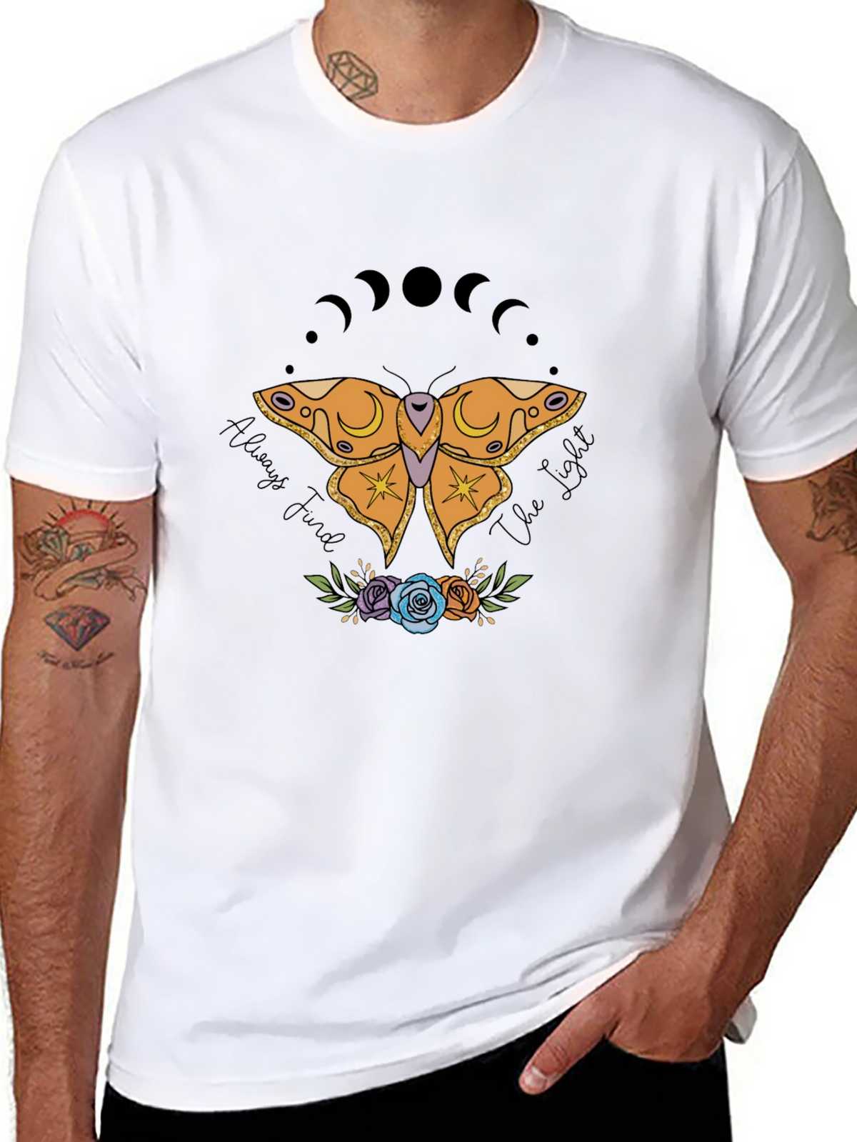 Moon Phase Moth Graphic T-Shirt