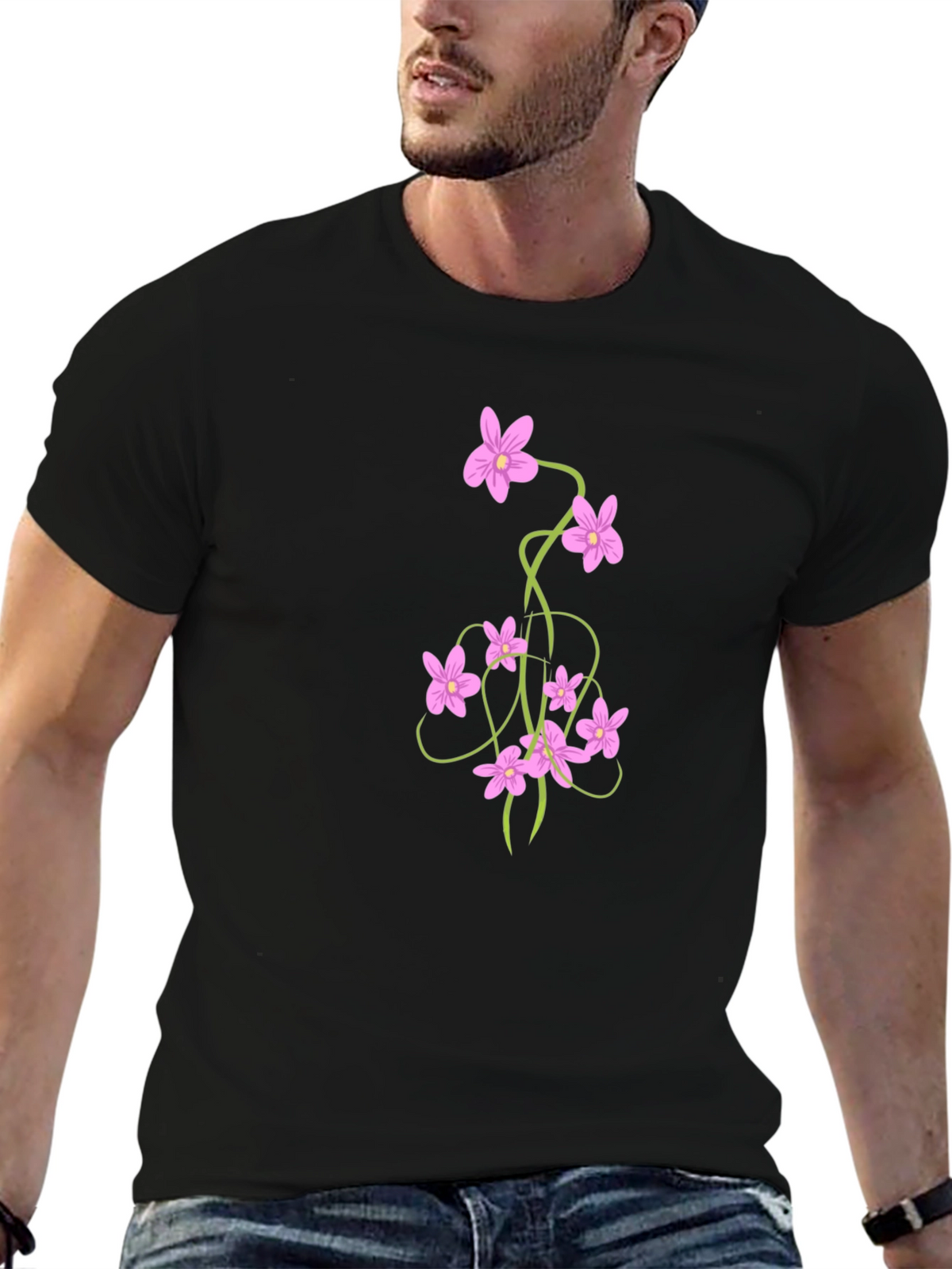 Floral Vine Black T-Shirt
