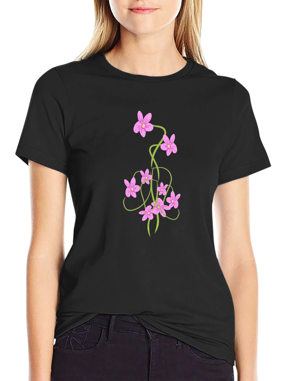 Floral Vine Black T-Shirt