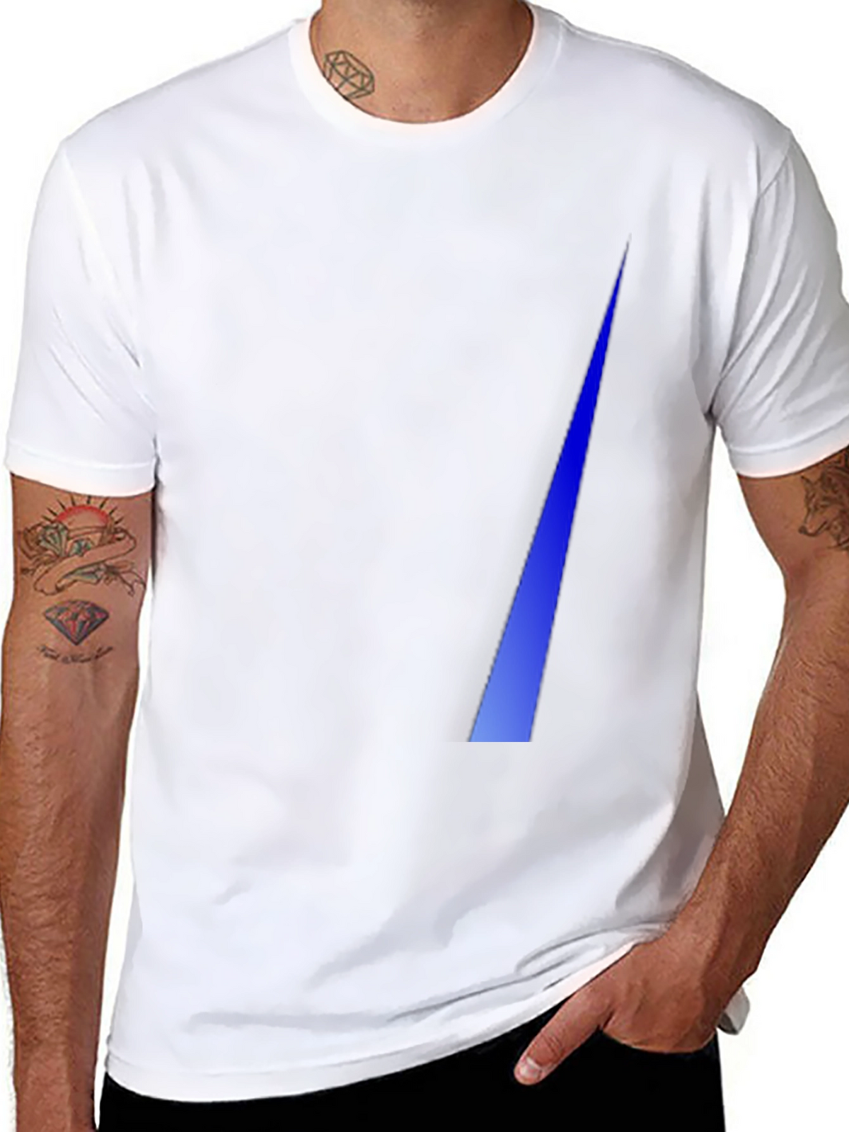 Mens Black T-Shirt with Blue Triangle Design