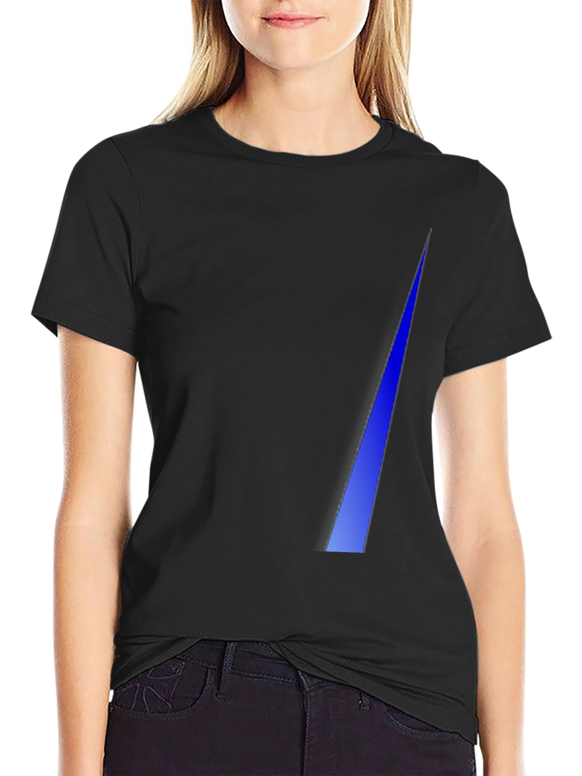 Mens Black T-Shirt with Blue Triangle Design