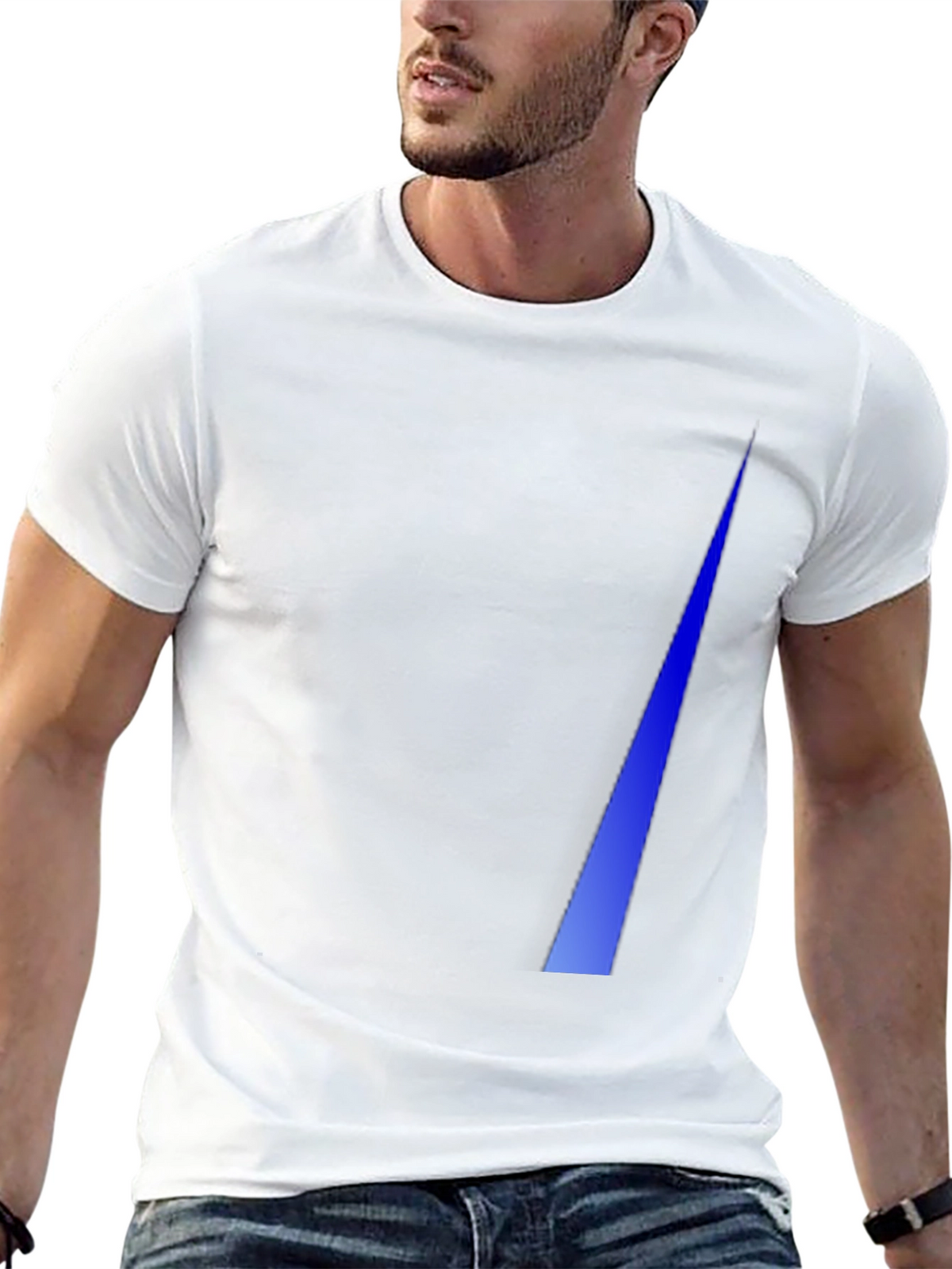 Mens Black T-Shirt with Blue Triangle Design