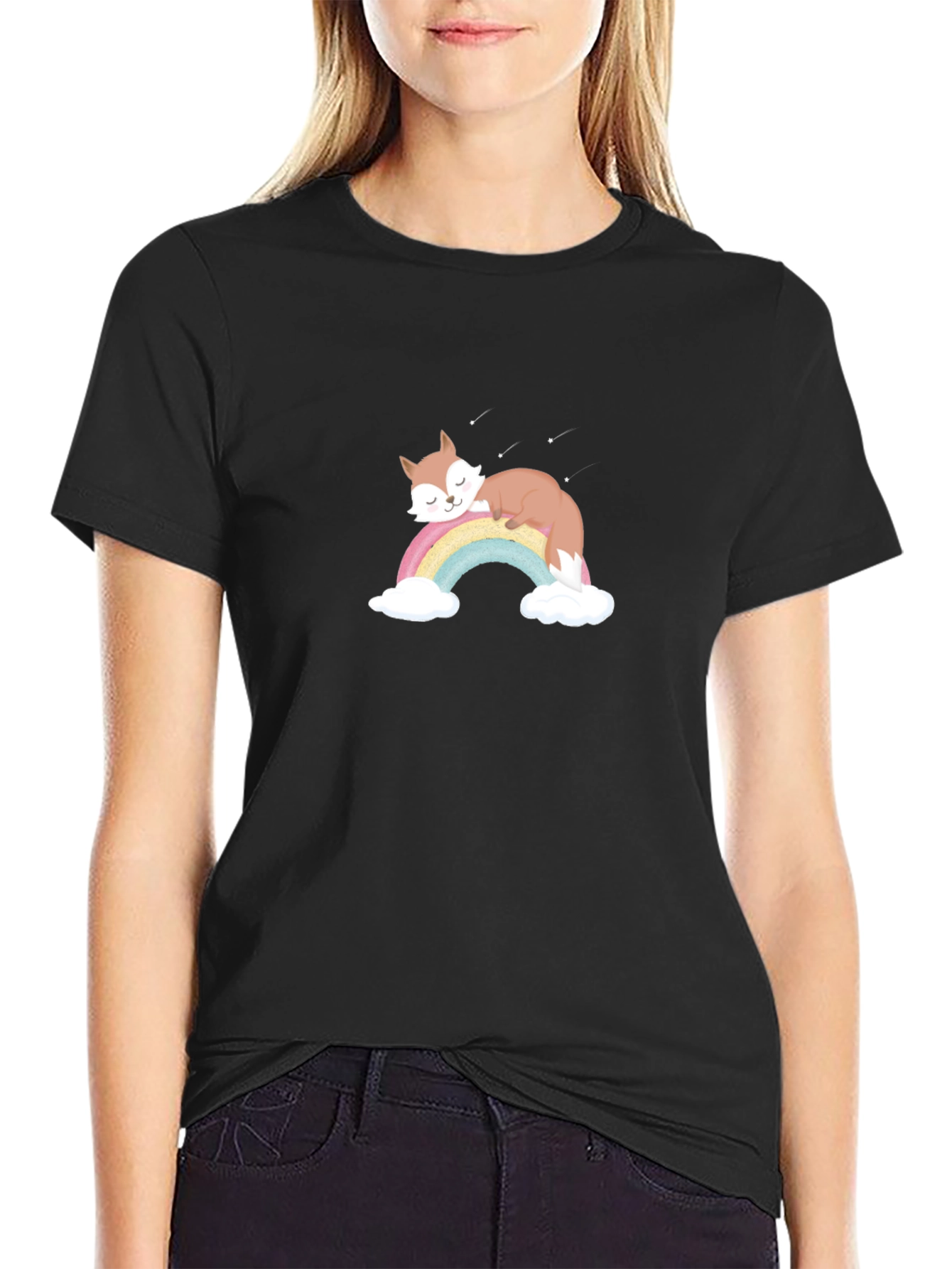 Rainbow Fox Graphic Tee - Cute & Cozy