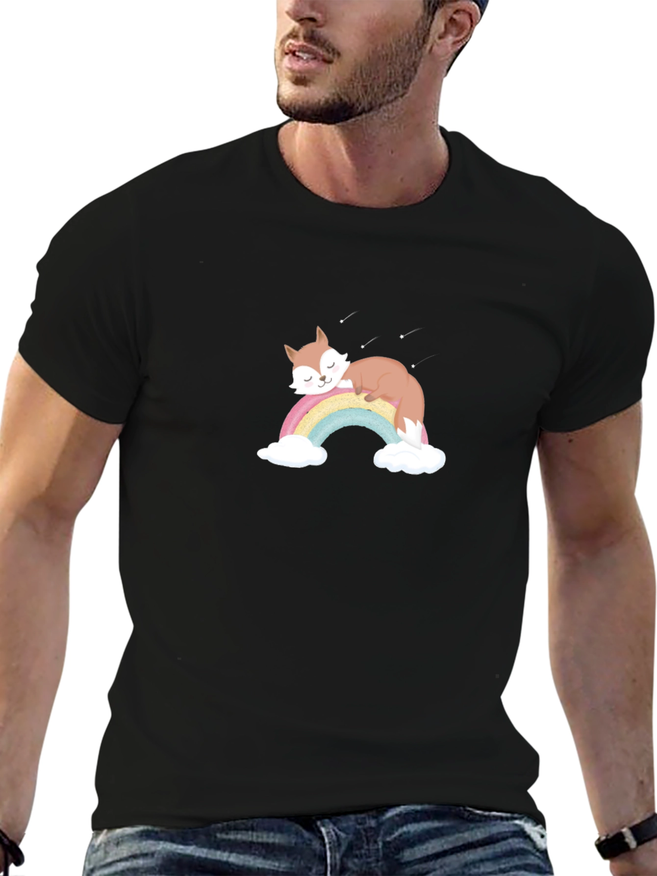 Rainbow Fox Graphic Tee - Cute & Cozy