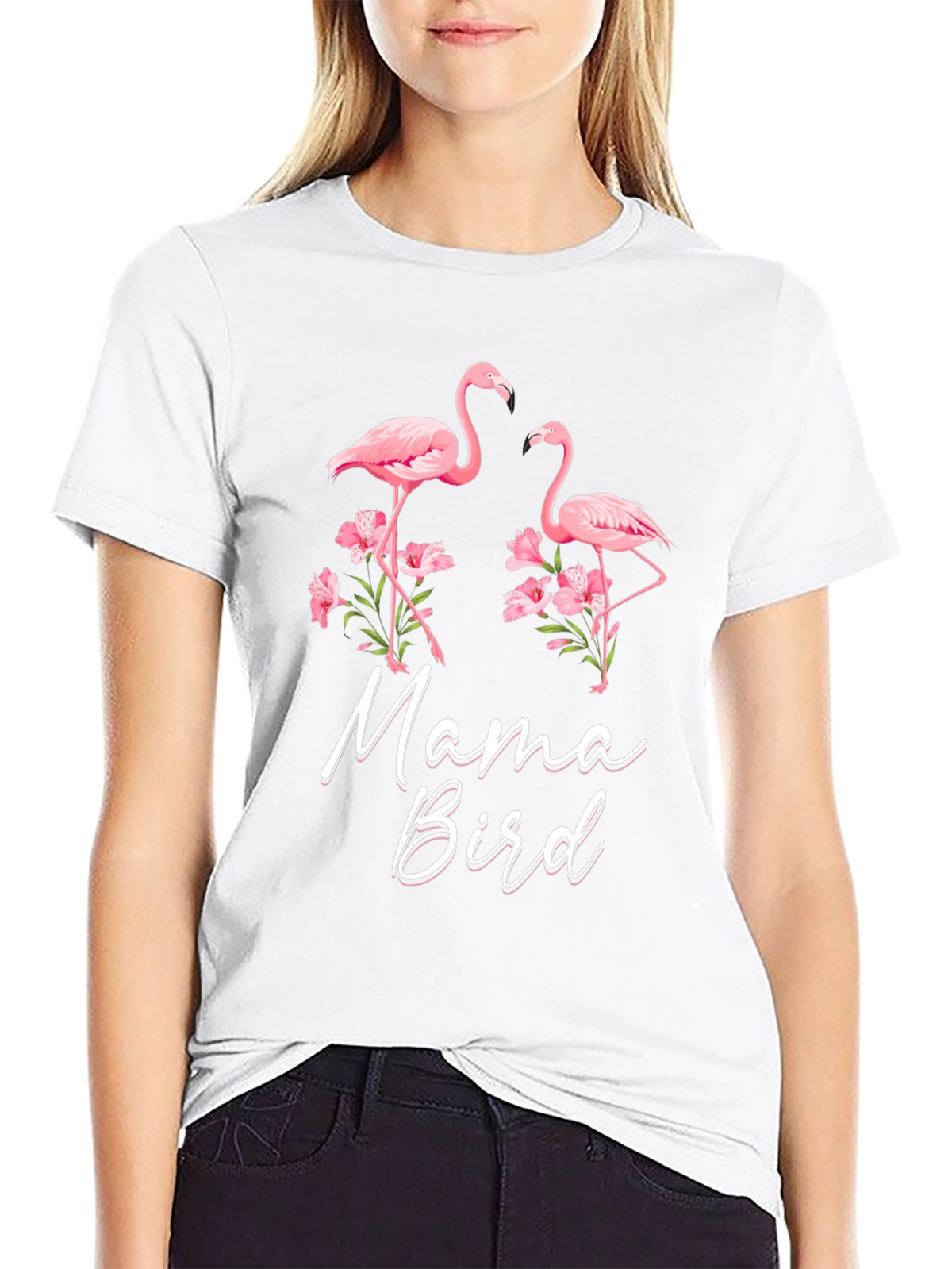 Mama Bird Flamingo Graphic Tee