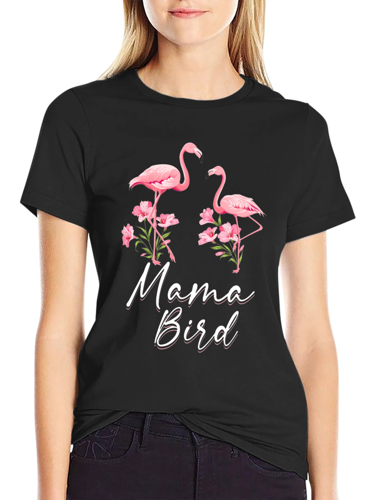 Mama Bird Flamingo Graphic Tee