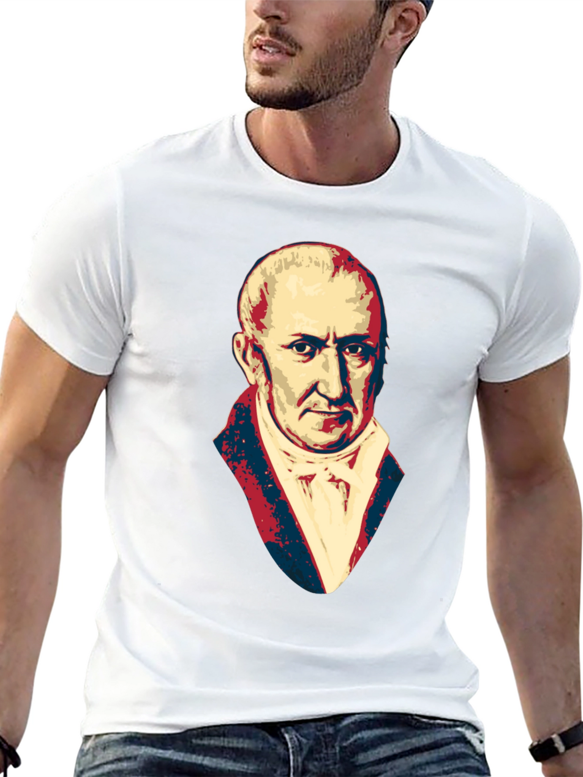Mens Black T-Shirt with Portrait Graphic