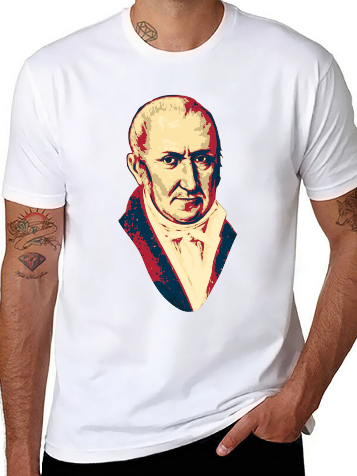 Mens Black T-Shirt with Portrait Graphic