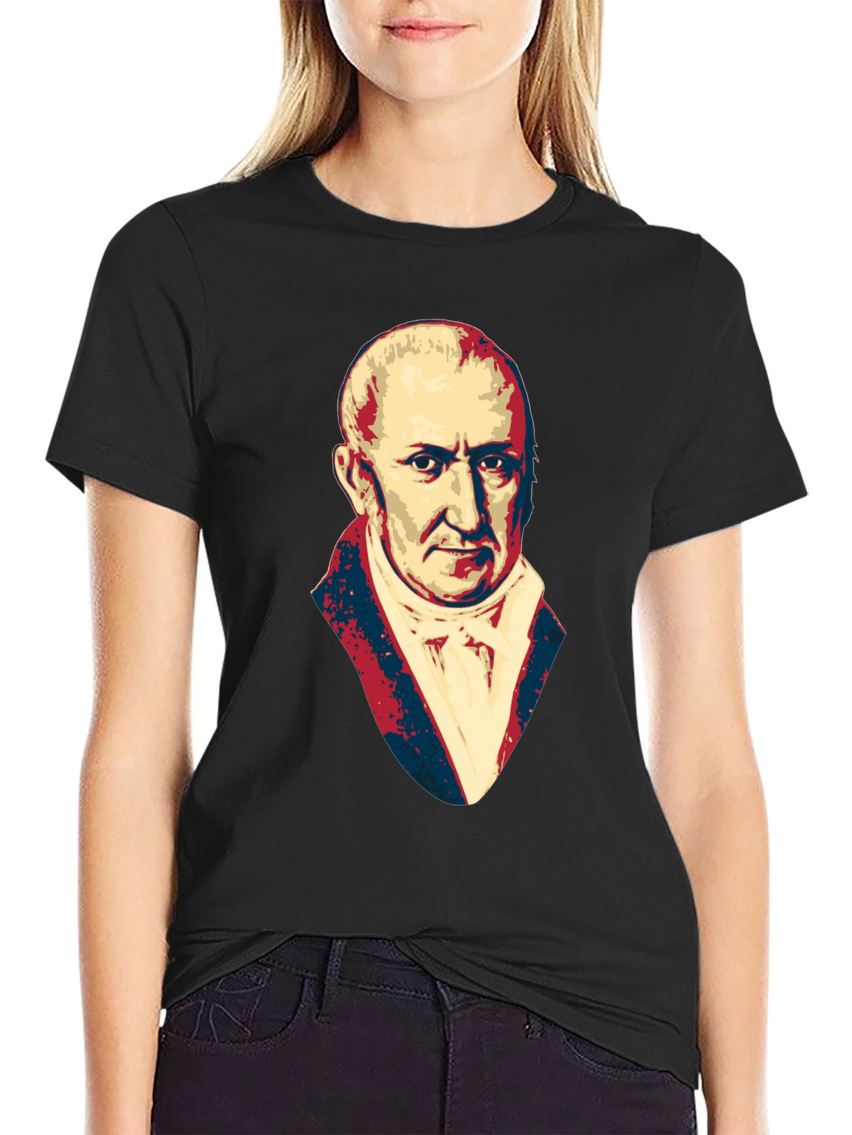 Mens Black T-Shirt with Portrait Graphic