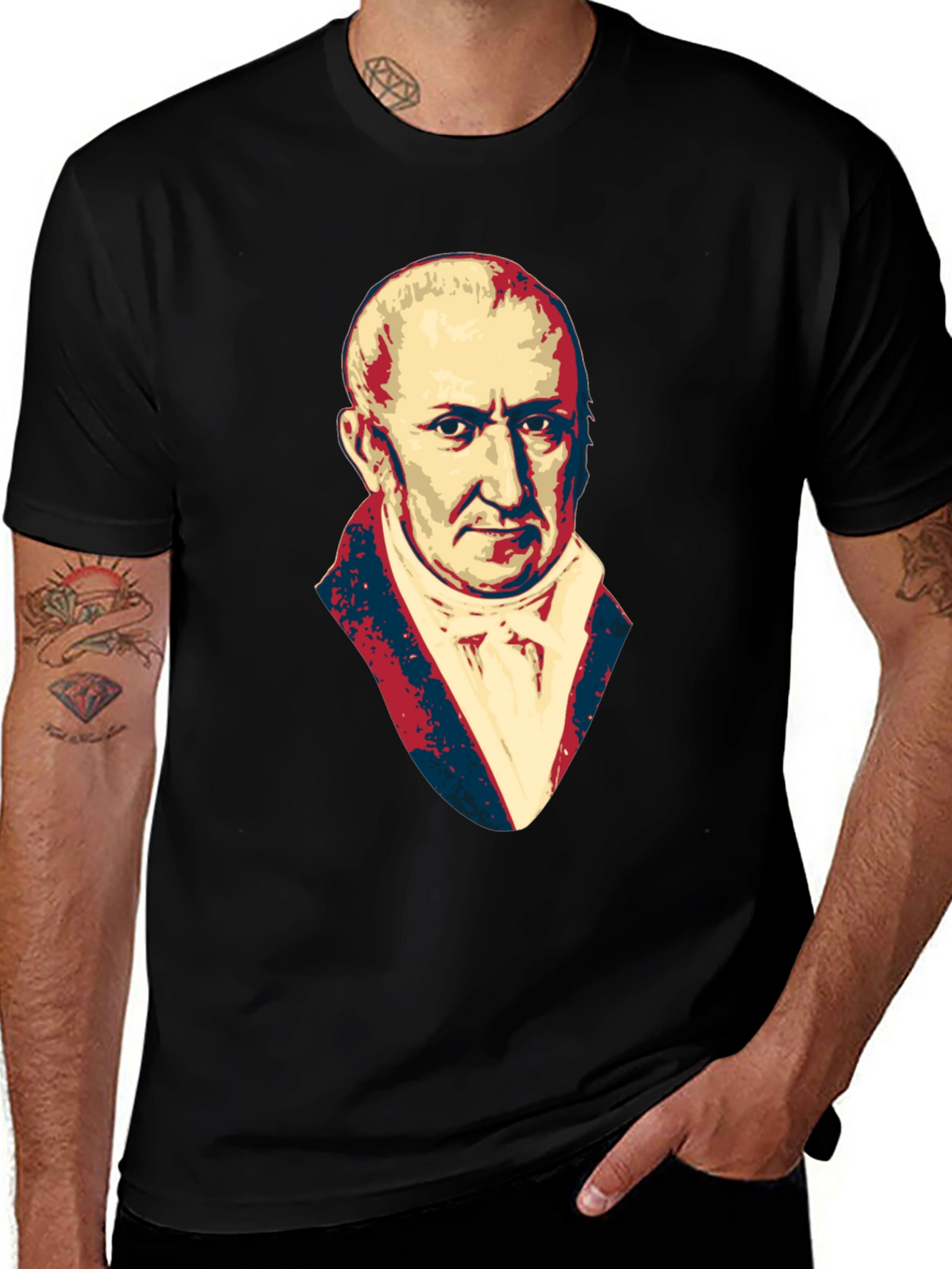Mens Black T-Shirt with Portrait Graphic