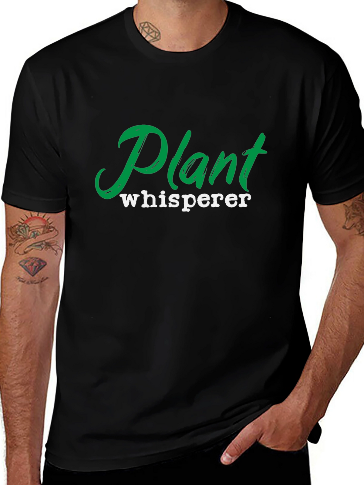 Plant Whisperer Black Graphic Tee for Gardeners