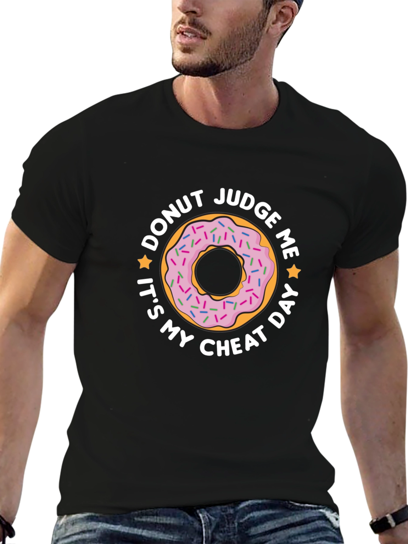 Donut Judge Me Mens Black T-Shirt
