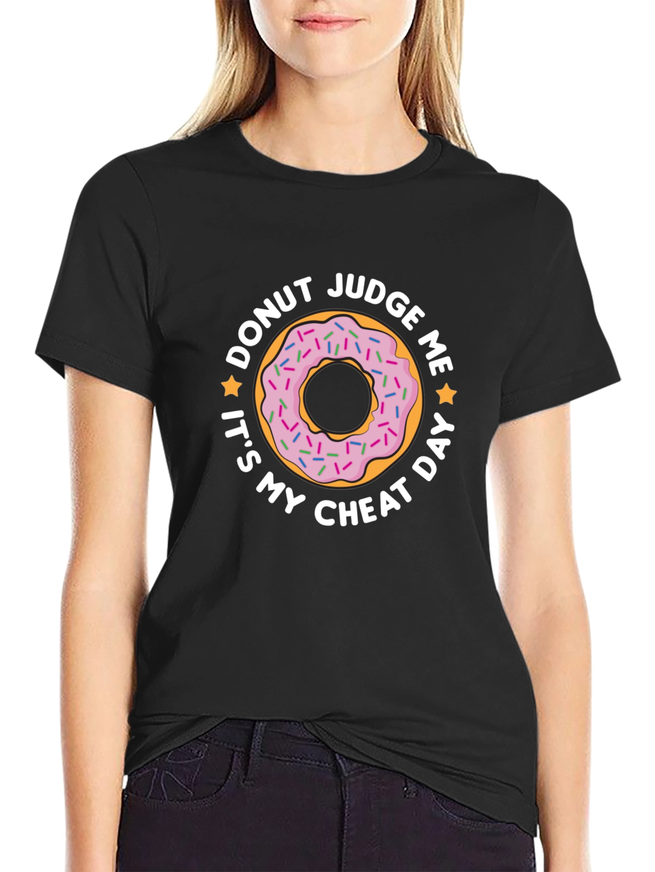 Donut Judge Me Mens Black T-Shirt